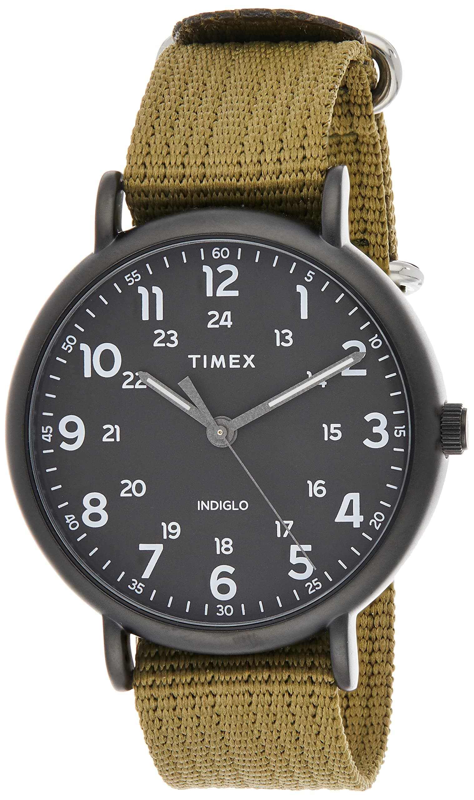 Weekender XL 43 mm Men Black Case Olive Fabric Strap Watch TW2U68200