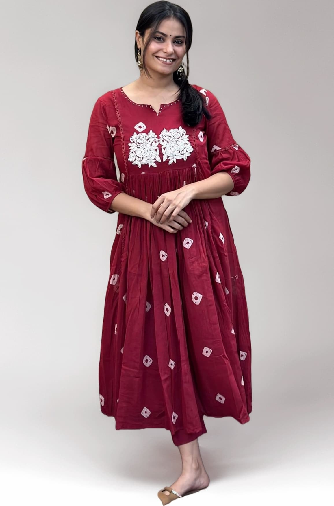 Women's Rayon Blend Anarkali Printed Kurta with Pant
