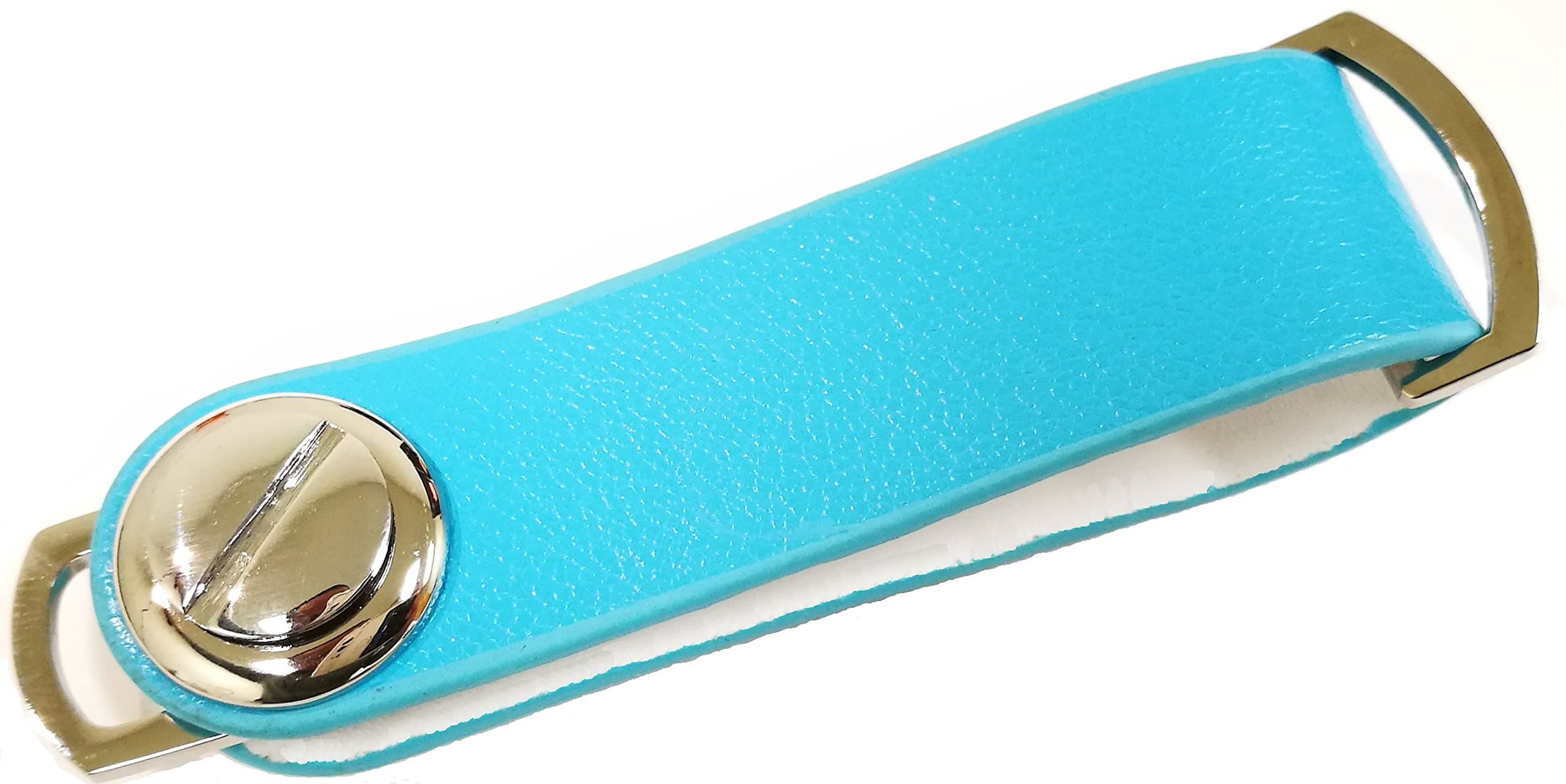 Compact Smart Key Chain Expandable Leather Holder Organizer (hold 1-6 Keys) (Leather, Blue)