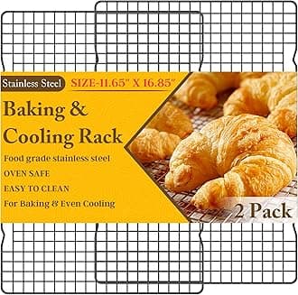 2PCS Cooling Racks for Cooking and Baking -11.65''x16.85''Heavy Duty Stainless Steel Wire Rack for Baking, Grilling, Roasting - Oven & Dishwasher Safe - Fits Half Sheet Pan（Black）