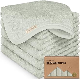 6-Pack Baby Washcloths – Soft Absorbent Viscose from Bamboo Washcloths for Face, Body, Baby Towels for Newborn, Kids, Toddlers, Infant, Gentle on Sensitive Skin, 10x10 Reusable Face Towels (Dove)