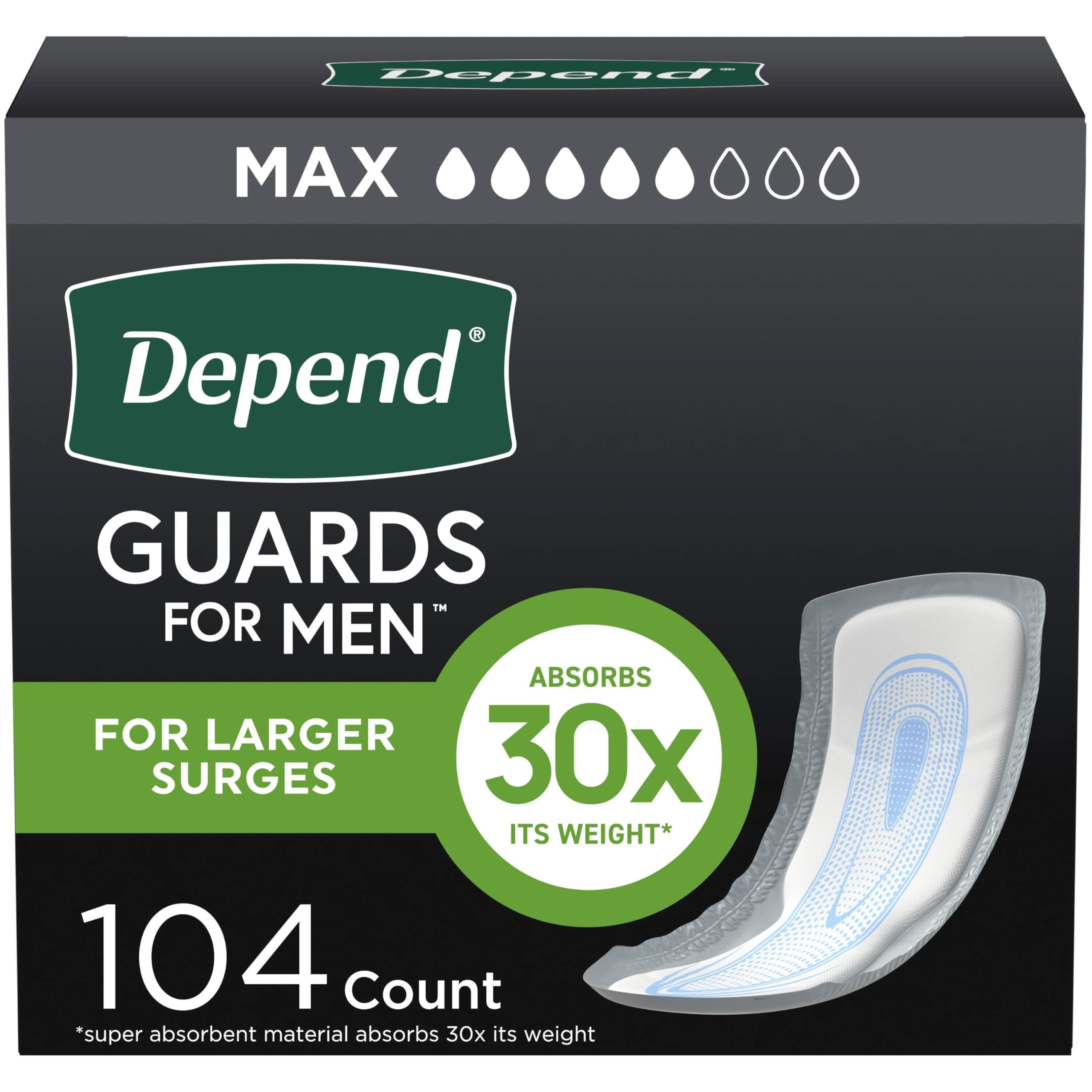 Incontinence Guards for Men, Maximum Absorbency, 52 Count (Pack of 2)