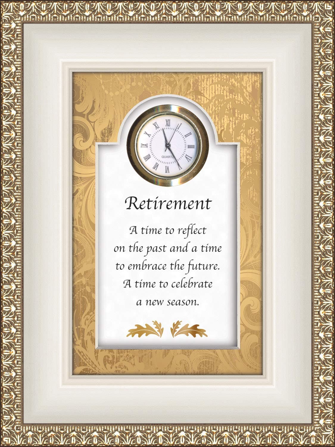 Creative Brands Heartfelt Collection-Times Essence Framed 3D-Table Top Clock, 6 x 8-Inches, Retirement