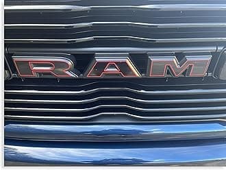 Reflective Concepts RAM Grille Emblem Overlay Decal 2019-2024 Ram 1500, NOT for Classic or TRX (Color: Black w/Red Outline)