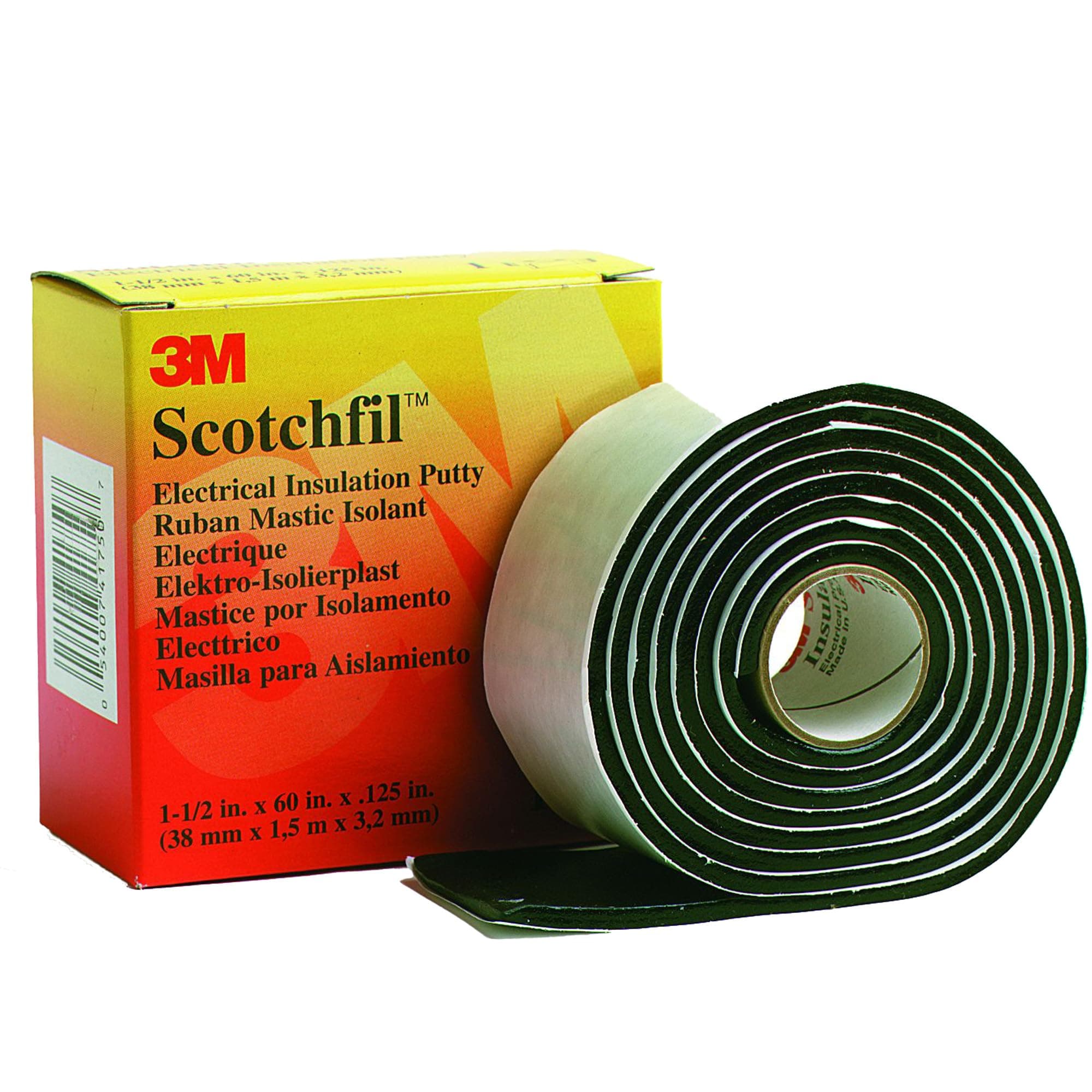 3M Scotchfil Electrical Insulation Putty, 1-1/2 in x 60 in, Black, 1 Roll, Mastic Adhesive