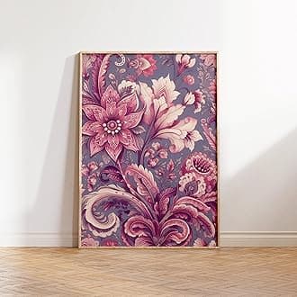 Purple Indian Floral Print, Poster, Flower Wall Art Vintage Cultural Print India Decor Traditional Artwork Pichwai Purple Indian Floral Poster Flower,343
