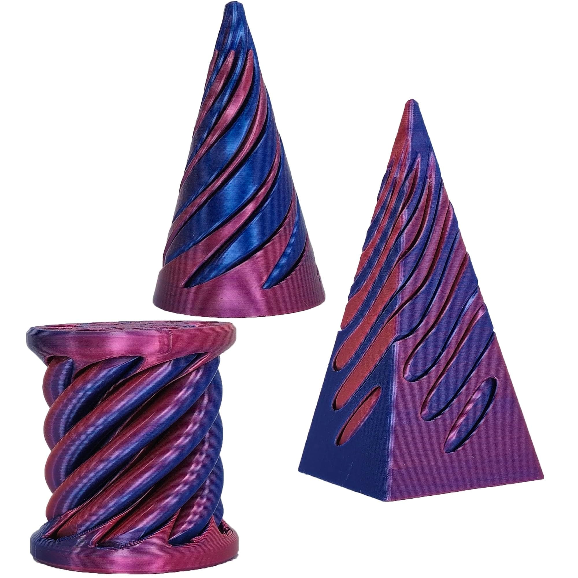 Impossible Cone Spiral Fidget Toy, 3D Printed Illusion Sculpture, Mini Vortex Thread Pyramid