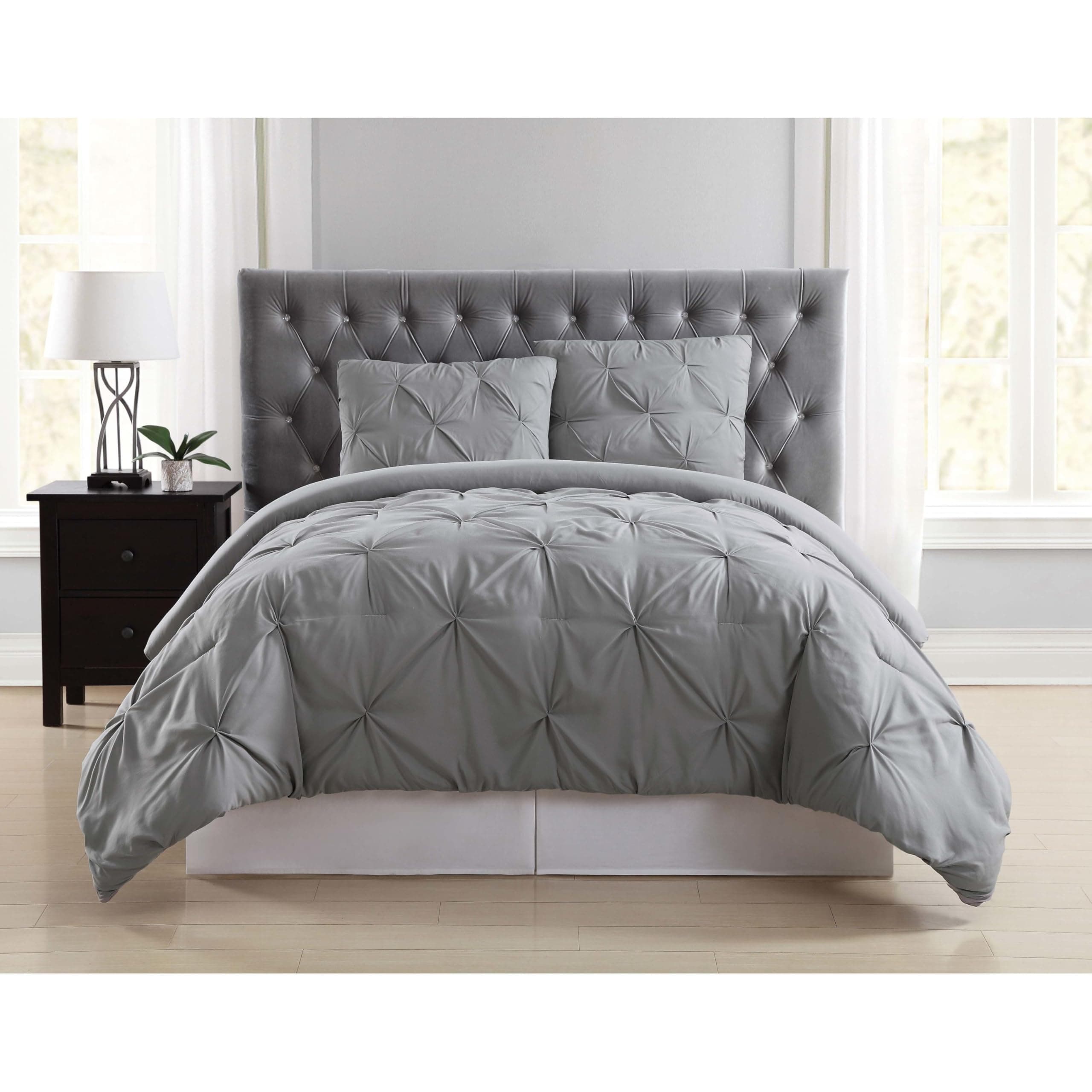 Truly Soft Everyday Pleated Comforter Set, Full/Queen, Grey
