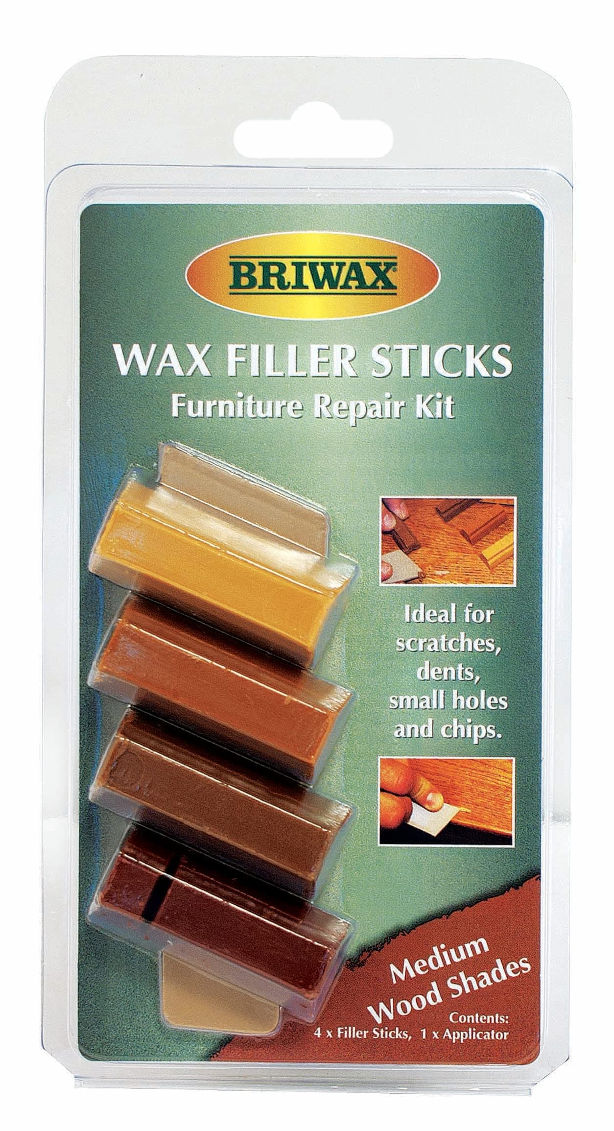 Briwax フィラースティック ミディアム – クイックウッドリペア 傷、ひび、釘穴用 | アソートシェード
