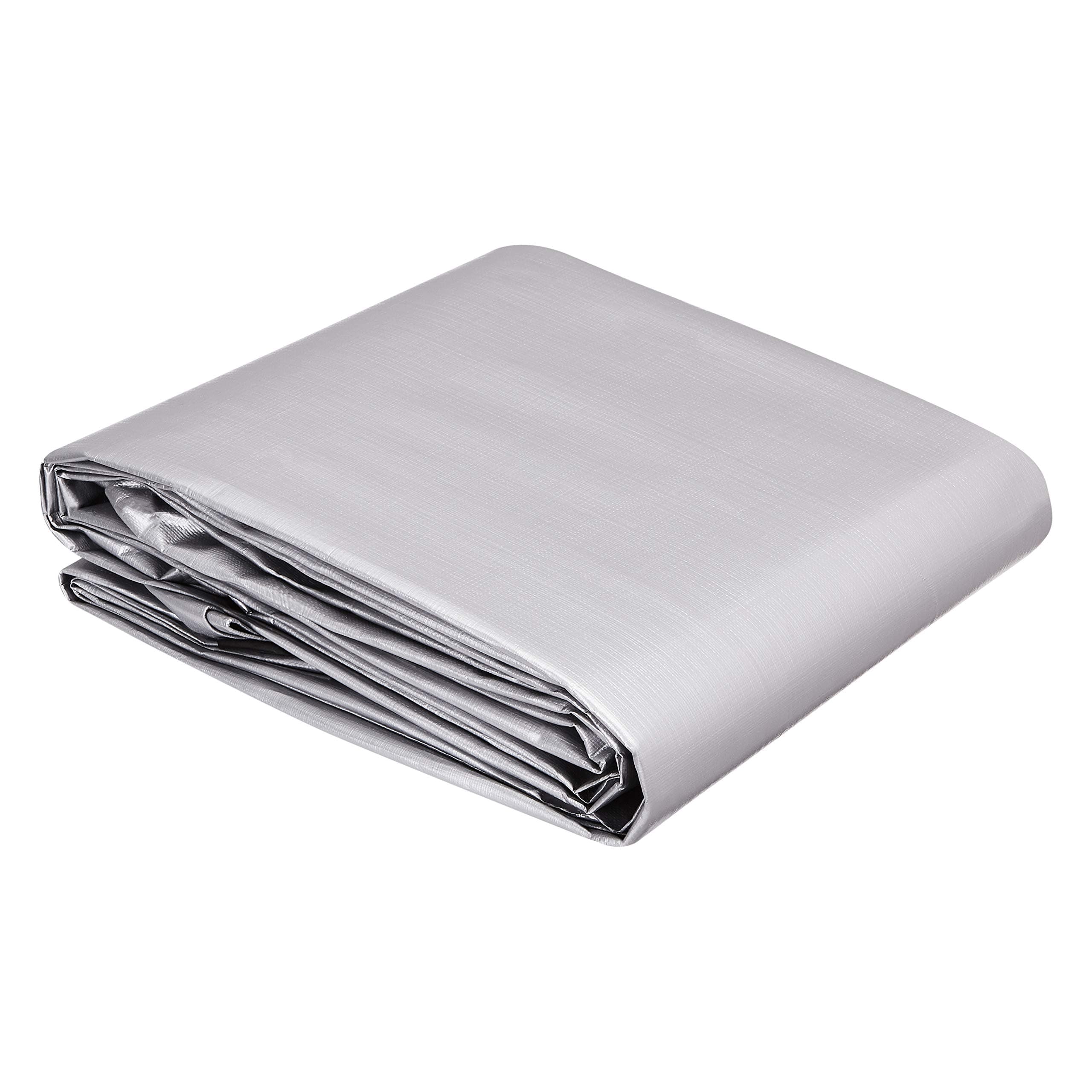 Multi Purpose Waterproof Poly Tarp Protective Cover, 12x20ft, 16MIL Thick, Silver/Black, 1-Pack