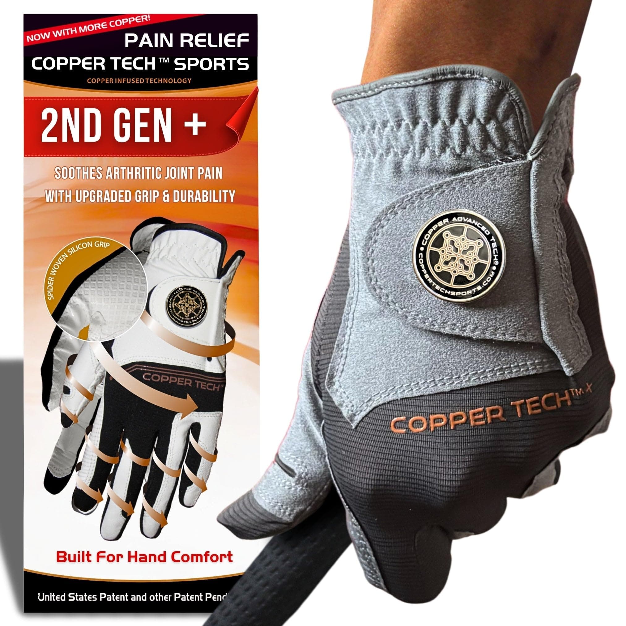 Plus Golf Gloves Men Right Handed Golfer or Left Handed Golfer (2nd Gen) | Copper Compression Joint Support Golf Glove