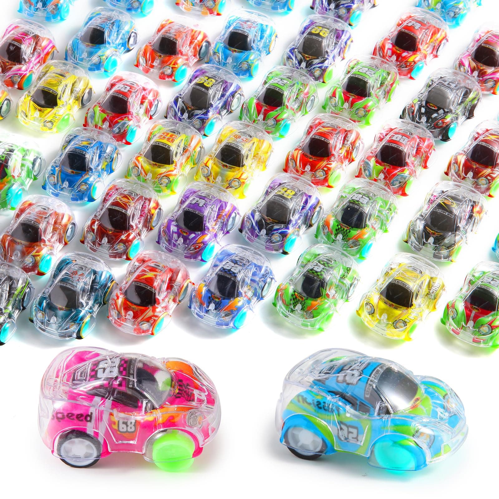 50 Pcs Mini Pull Back Cars Set, Pull Back Racing Vehicles for Kids Toddlers, Bulk Toys Party Favors Treasure Box, Classroom Prizes, Pinata Fillers,Goodie Bag Stuffers for Boys Girls