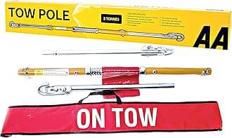 AA Rigid Steel 3 Part Tow Pole AA6165 - for Towing Cars and Vehicles up to 2 Tonnes - 1.8 m Long TUV Certified Includes ON Tow Sign and Red Flag, Yellow