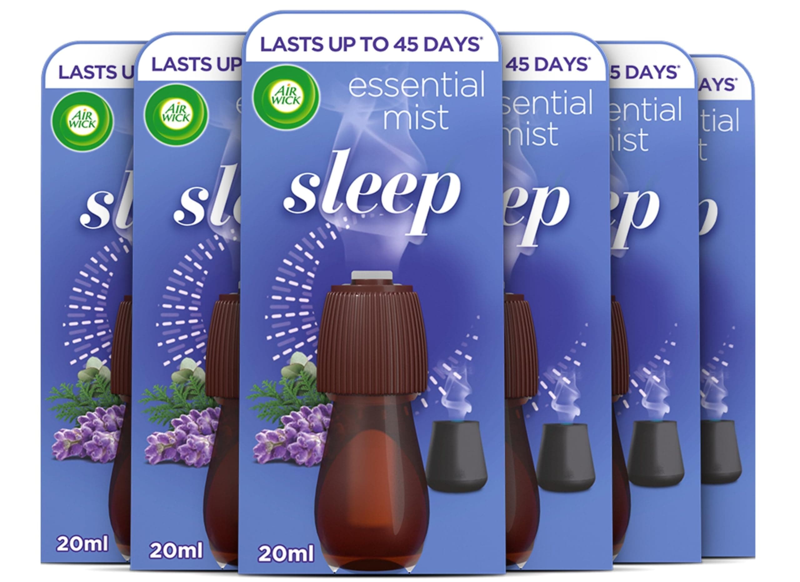 Air Wick Essential Mist Refills, Sleep, Pack 6 x 20 ml, Natural Essential Oils, Last up to 270 Days, Air freshener