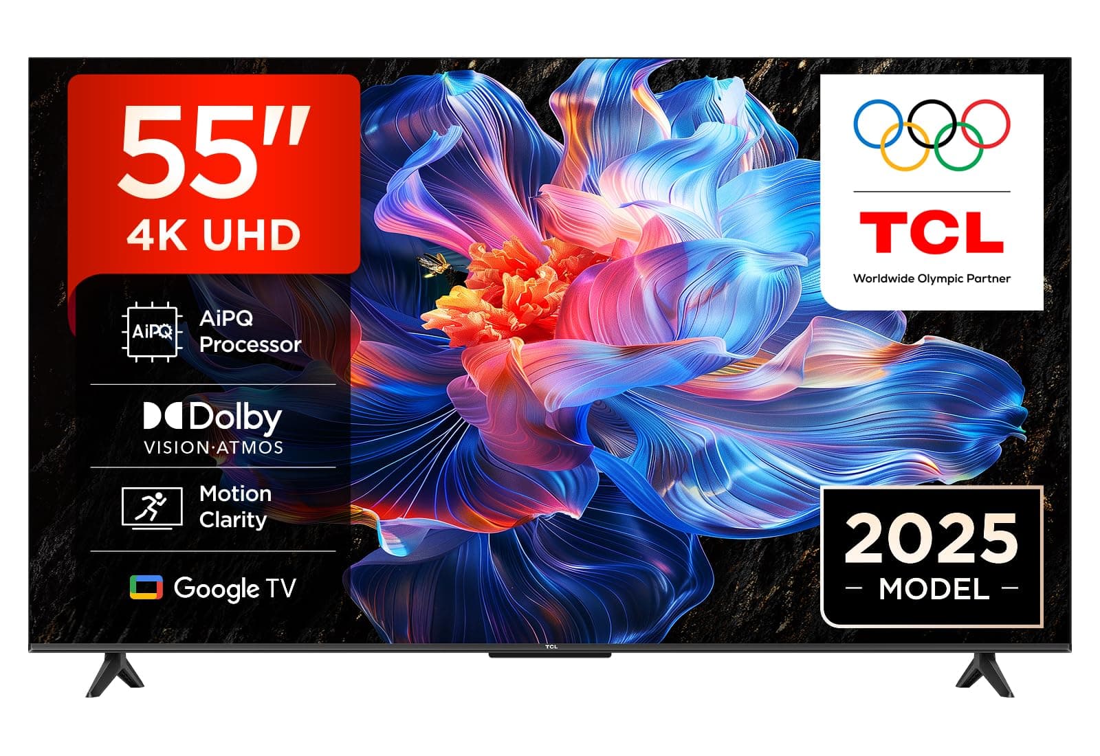 55V6C-UK 55" 4K Ultra HD, HDR TV, Smart TV Powered by Google TV (Dolby Audio, Voice Control, compatible with Google assistant, Chromecast built-in, 2025 New Model)