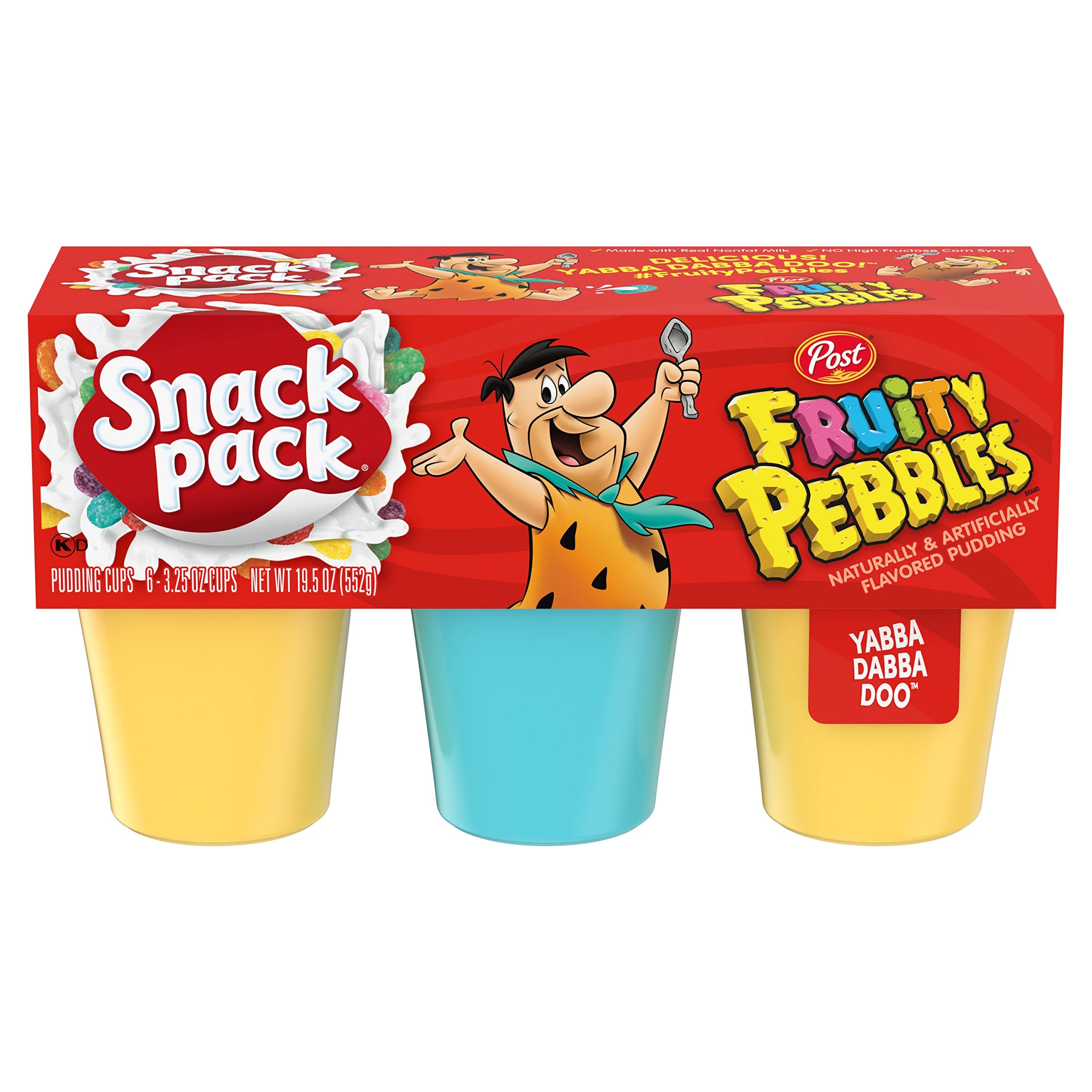 Snack PackPost Fruity PEBBLES Flavored Pudding Cups, 3.25 oz. 6 Count