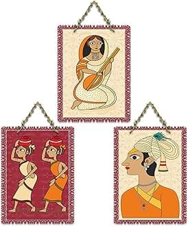 Artvibes Traditional Lifestyle Art Home Decorative MDF Wooden Wall Art for Home | Living Room | Office | Wall Art Painting For Hall | Graphic Artwork | Wall Poster | Unique Gift (WH_9625N), Set of 3