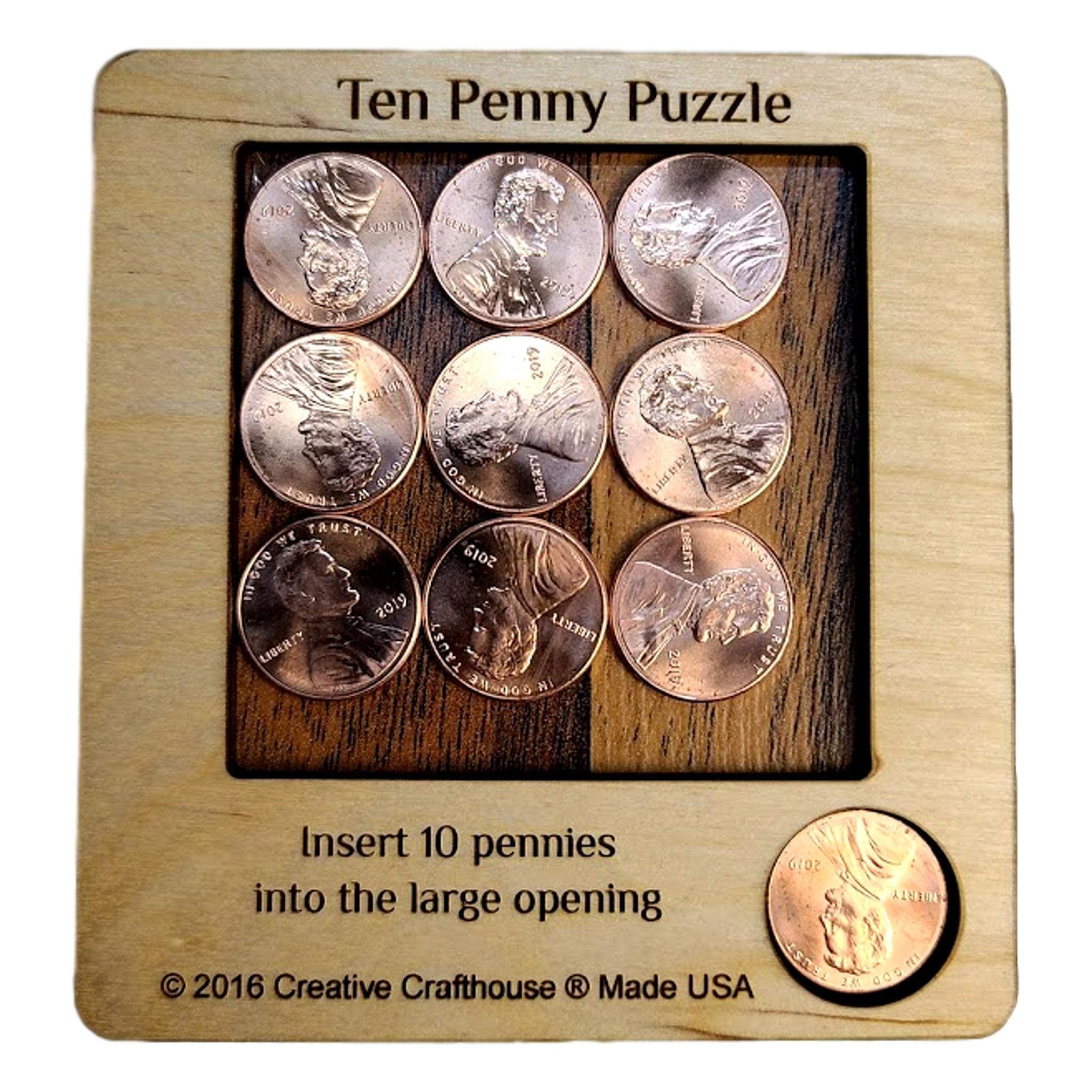 Creative Crafthouse 10 Penny Puzzle - A Circle Packing Problem - Ten Mint Pennies are Included