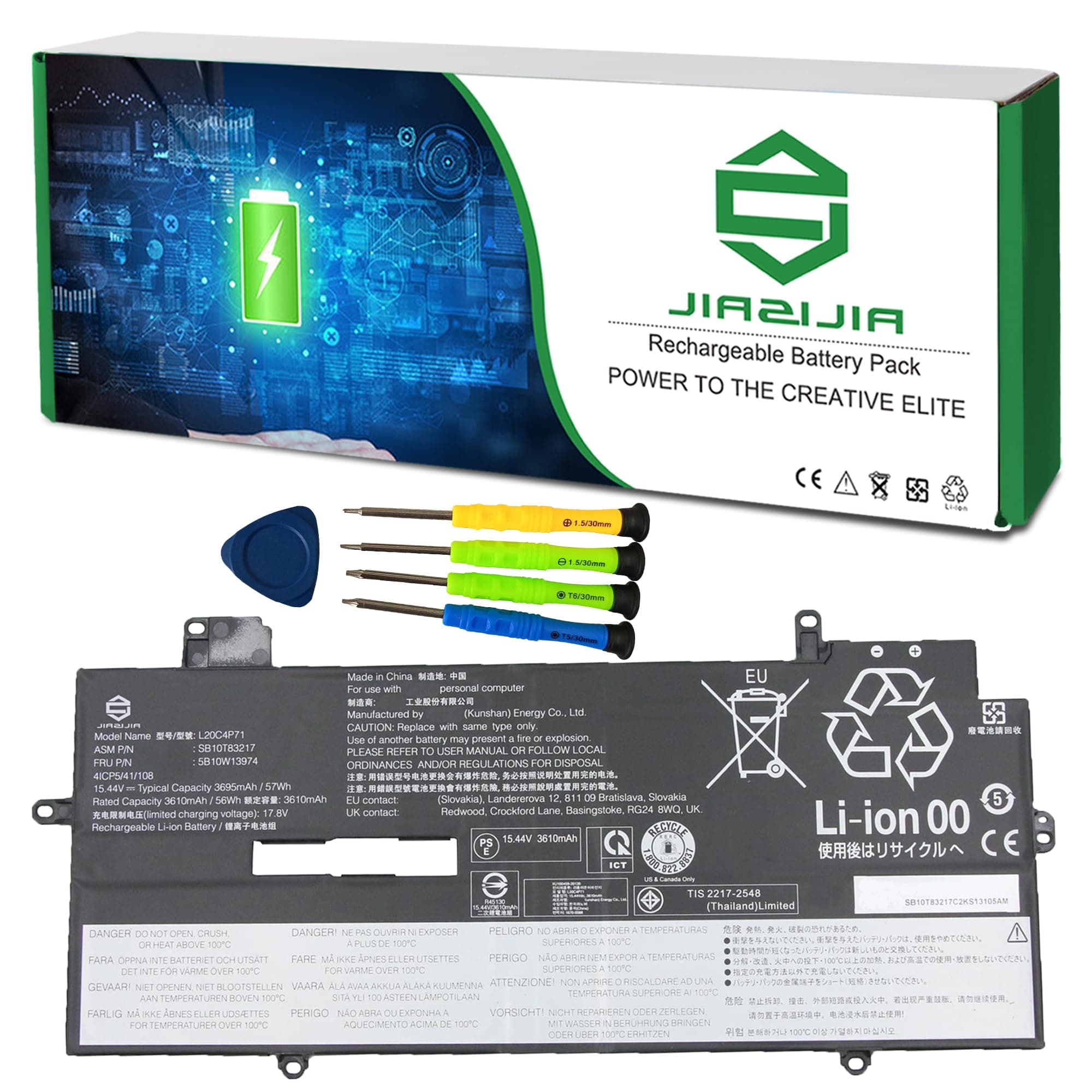 L20C4P71 Laptop Battery Replacement for Lenovo ThinkPad X1 Carbon 9th 10th 11th Gen X1 Yoga 6th 7th 8th Gen Series SB10T83217 5B10W13974 L20M4P71 SB10T83216 L20D4P71 L20L4P71 15.44V 57Wh