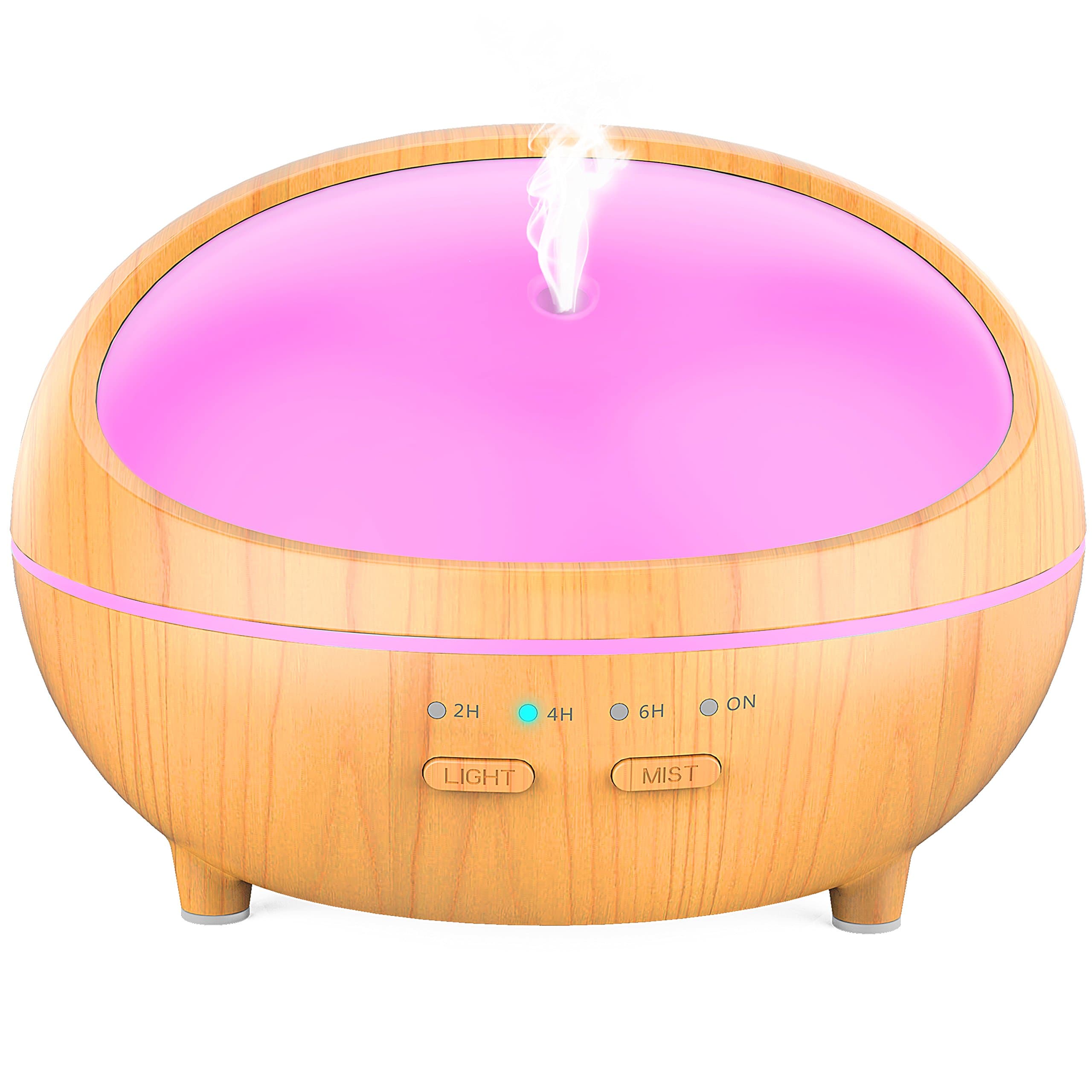 LEKNES 300ml Essential Oil Diffuser, Ultrasonic Aromatherapy Diffuser with Wood Grain,Cool Mist Humidifier with Timer, Waterless Portable Diffuser Auto Shut-Off, Mist Adjustable and 7 LED Colors