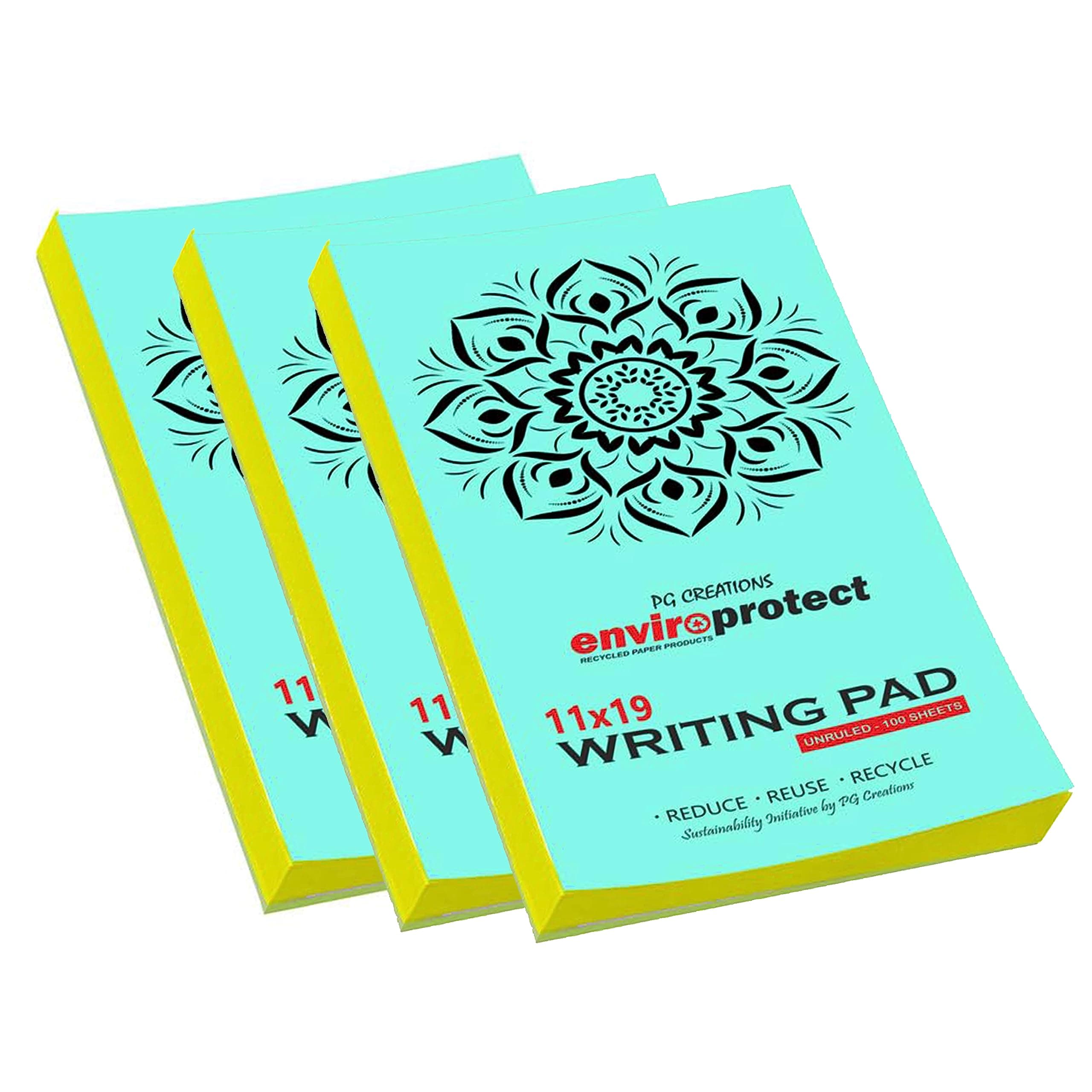Long Memo Size, Pack of 2 Pads, Pocket Unruled Writing Notepads, 100 Sheets per Pad, 70 Gsm Blank Plain Paper Pad for Note-Taking, Office, Home & Students, 11x19 cm, Yellow