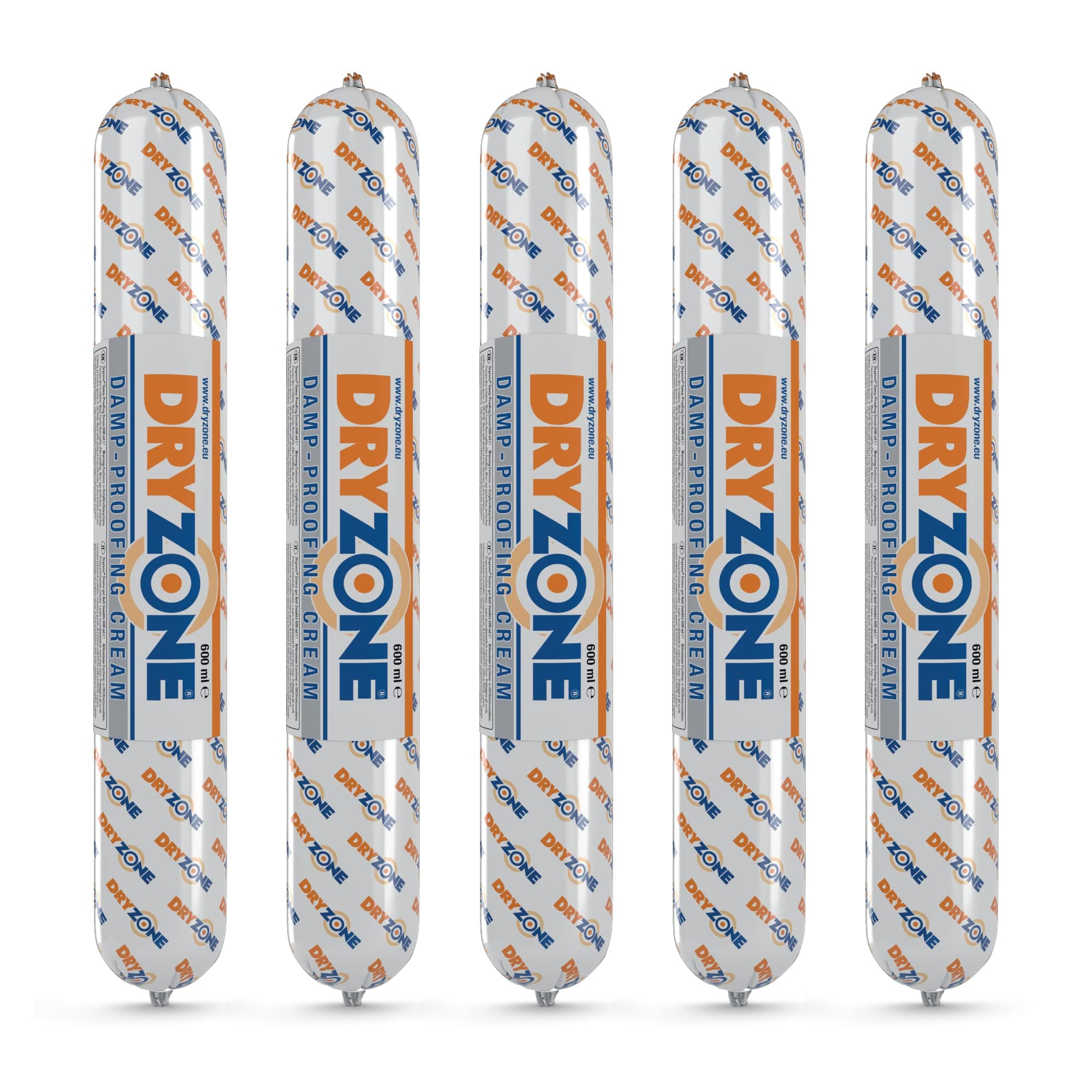 Dryzone Damp Proofing Cream (DPC) -5 x 600ml - High-Strength Injection Cream for Rising Damp Treatment. BBA & WTA Approved