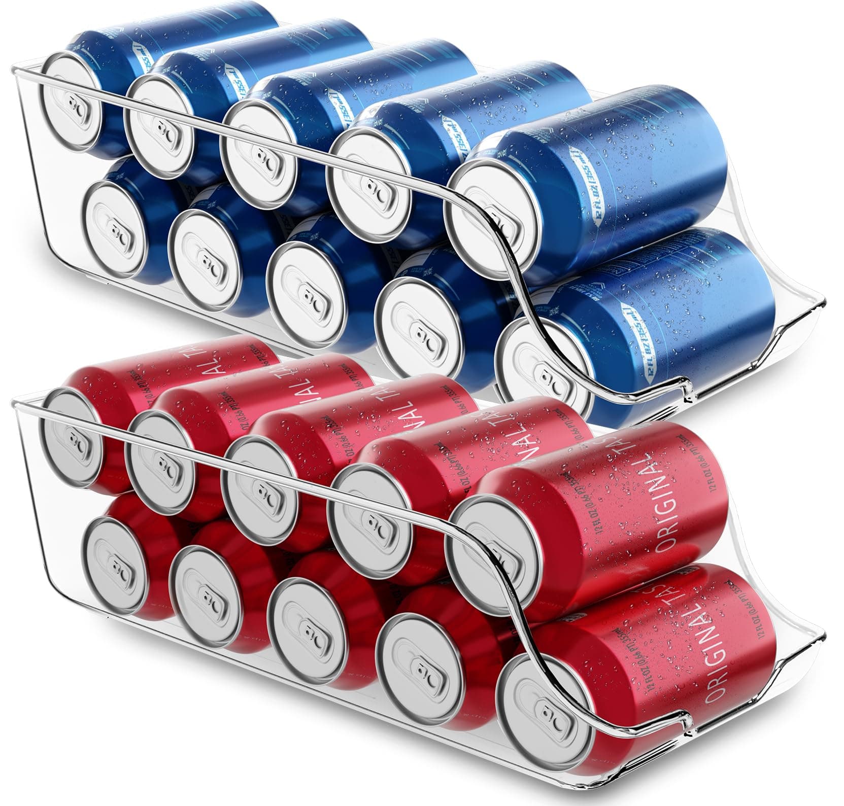 Utopia Kitchen Caddy Can Organizer For Pantry (Pack of 2) - Soda Can Storage Organizer, Fridge & Freezer Organization - Holds Food & Soup Can (Clear)