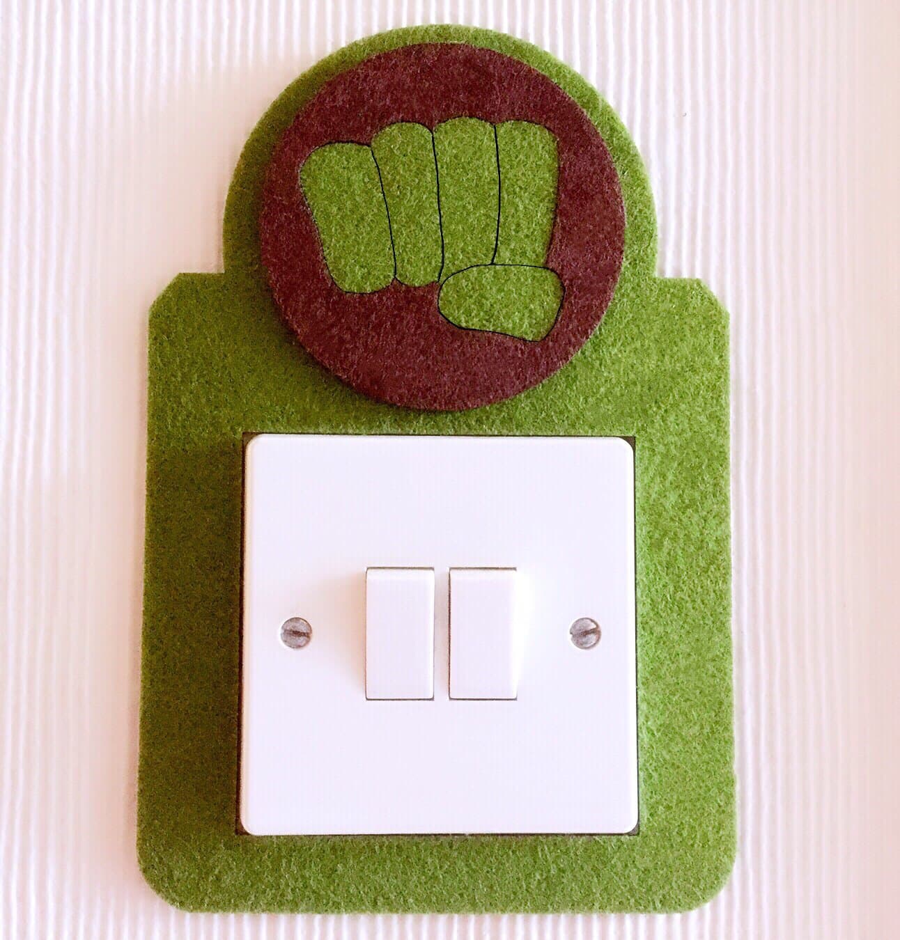 3D Superheroes Light Switch Wall Stickers, Marvel Avengers, Iron Man, Captain of America, Hulk, Thor, Batman, Felt! Kids Boys Girls Room Nursery (Hulk)