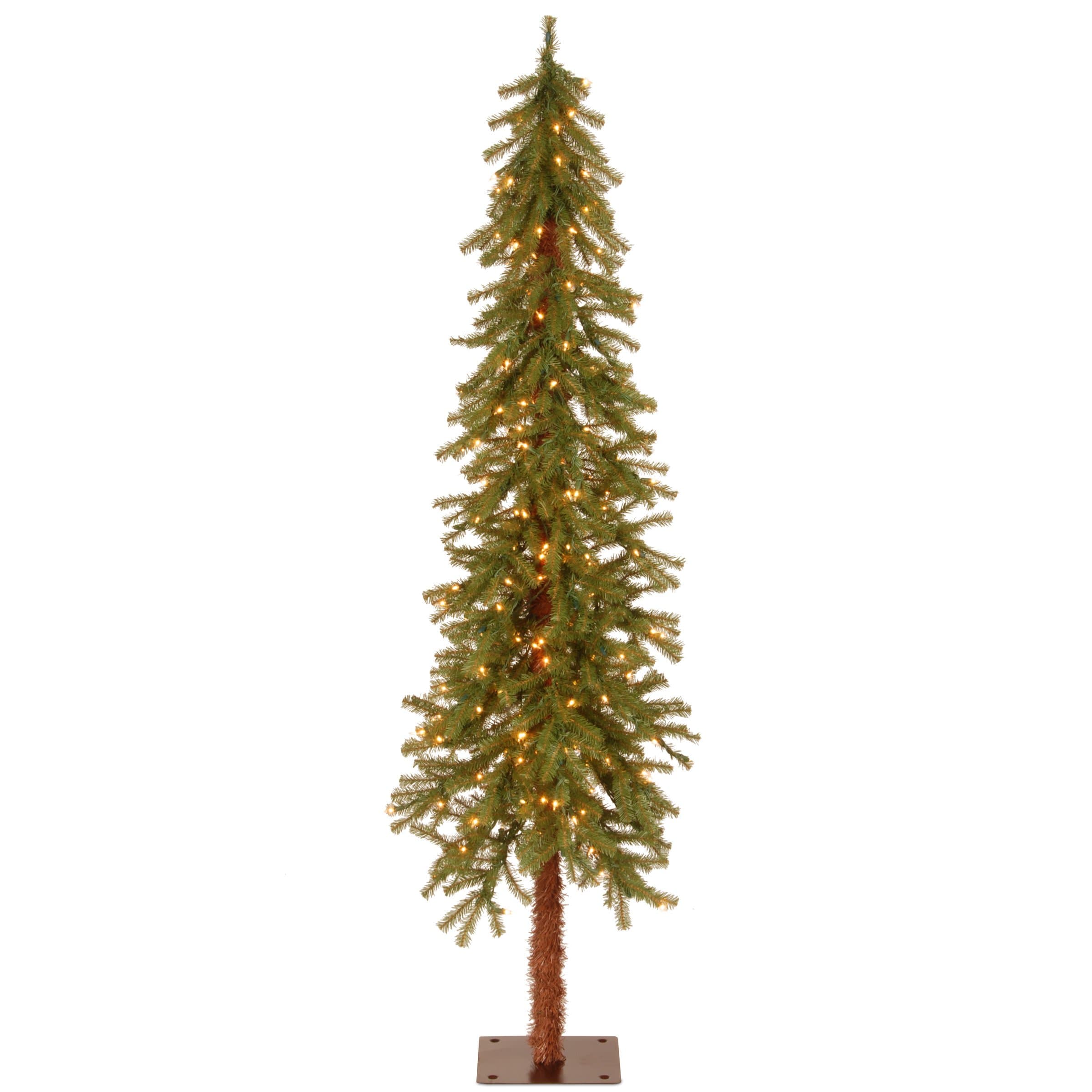 National Tree Company 6 ft Pre-Lit Hickory Cedar Artificial Christmas Tree, 200 Clear Lights, 476 Tips, Metal Plate Base, Green