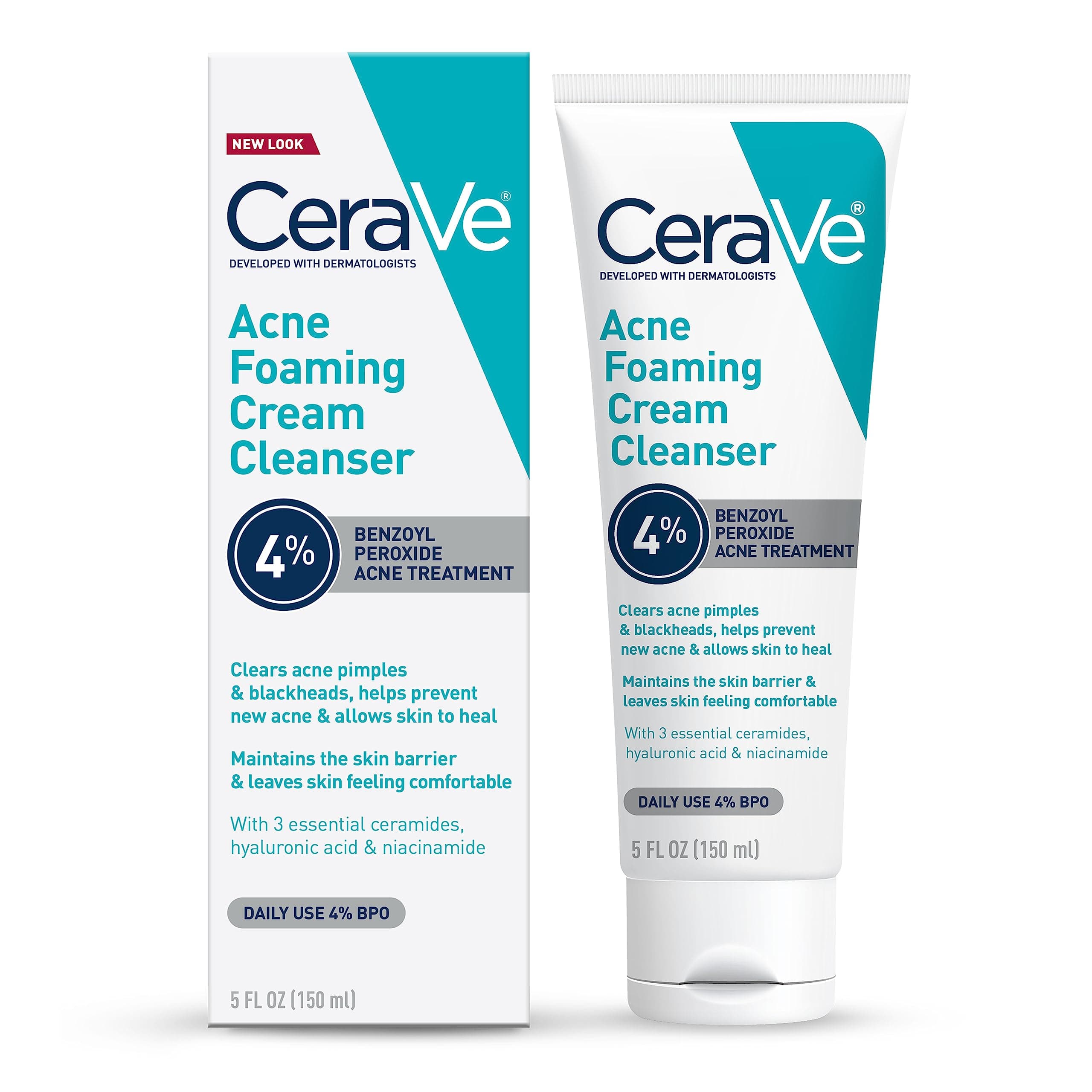 CeraVe Acne Foaming Cream Cleanser, 5 Fl Oz (Pack of 1), Packaging may Vary