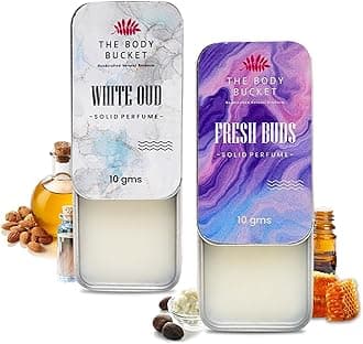 - Combo of White Oud & Fresh Buds Solid Perfume- 10 Gms each | Alcohol Free- Pocket Friendly & Easy to Apply, Non-Greasy Cologne Balm | Unisex Gifting Collection