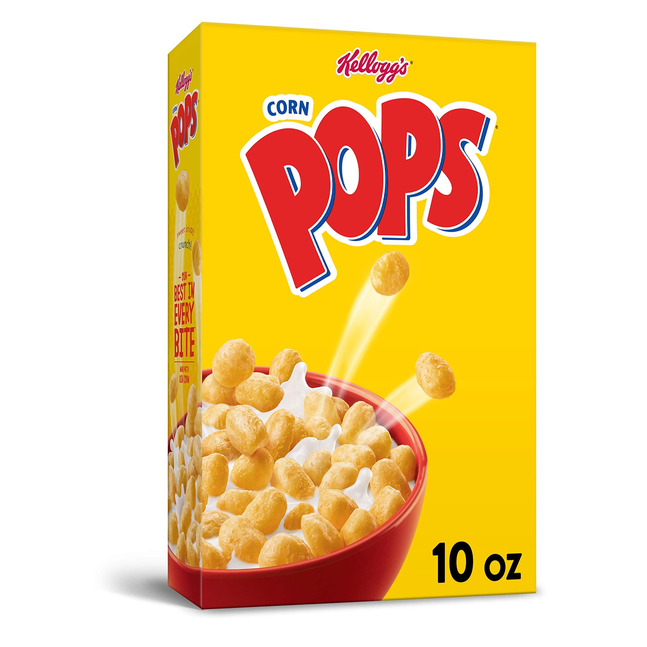 Kellogg's Corn Pops, Breakfast Cereal, Original, Excellent Source of 7 Vitamins and Minerals, 10oz Box