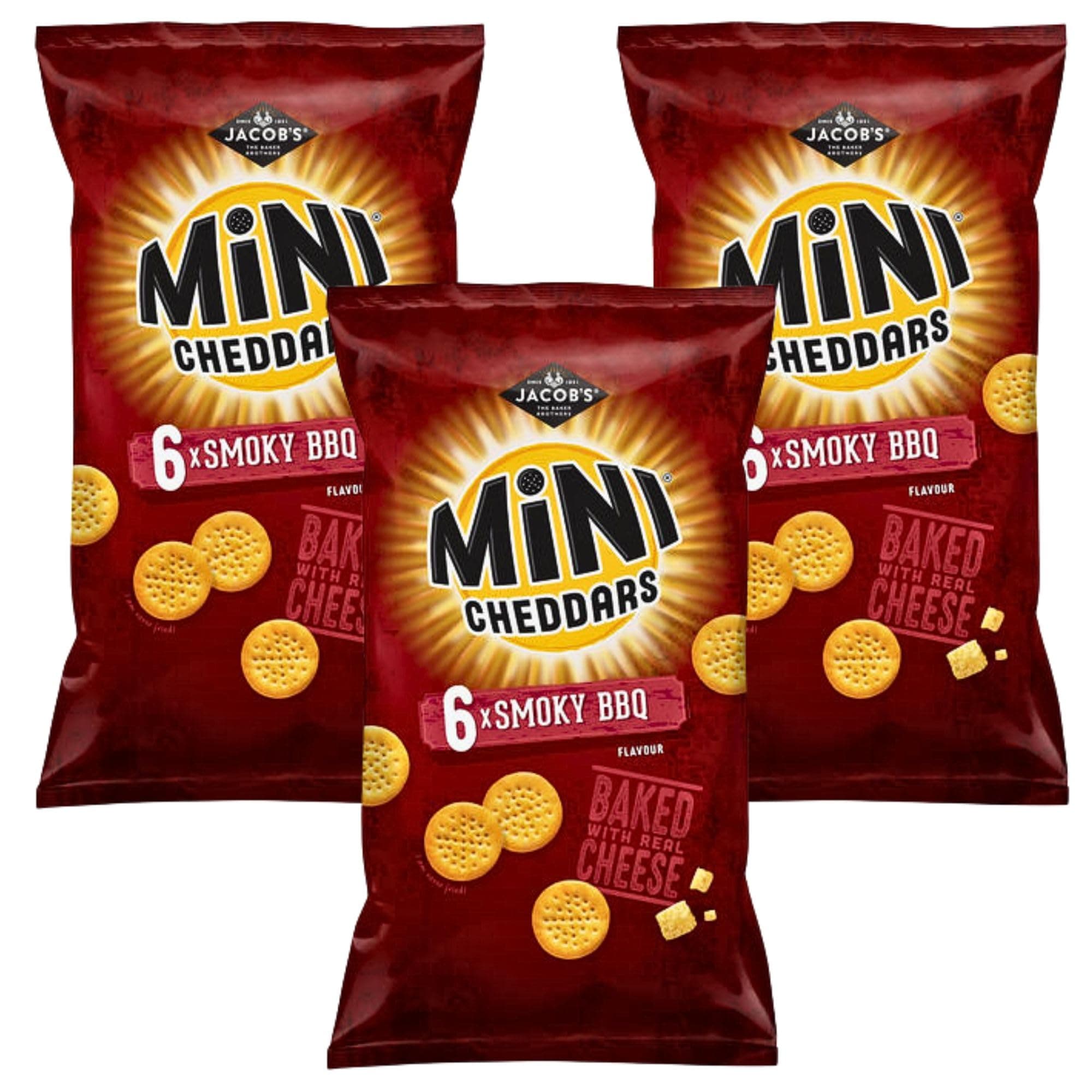 Cheese Snack Biscuits Bundle Consisting Mini Cheddars Cheese Snack Smoky BBQ 6x 23g (3 Pack)