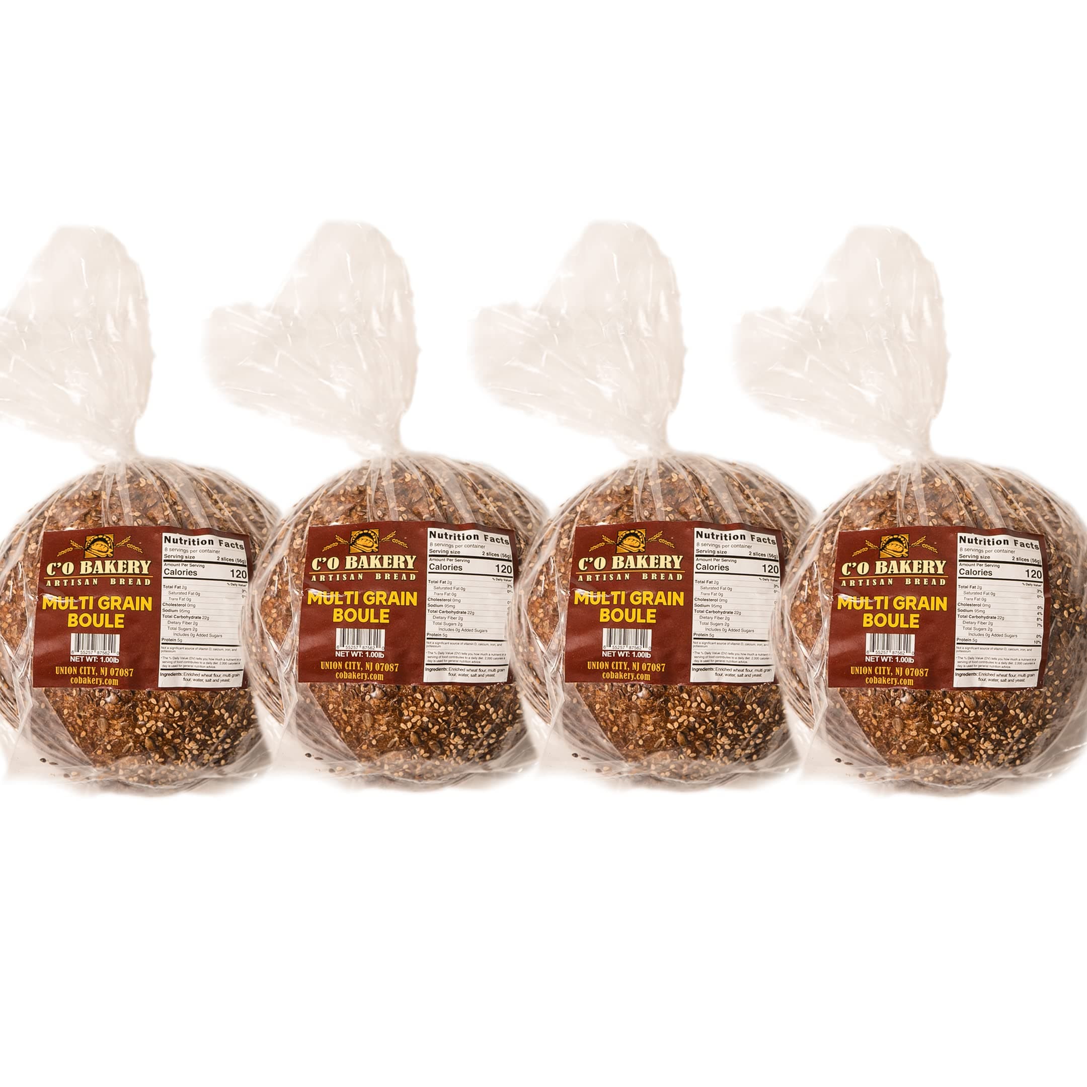 - C'O Bakery Artisan Bread Multi Grain Boule - Handmade, All Natural, High Fiber, Sliced Sandwich Loaf Multipack (Pack of 4 Loaves)