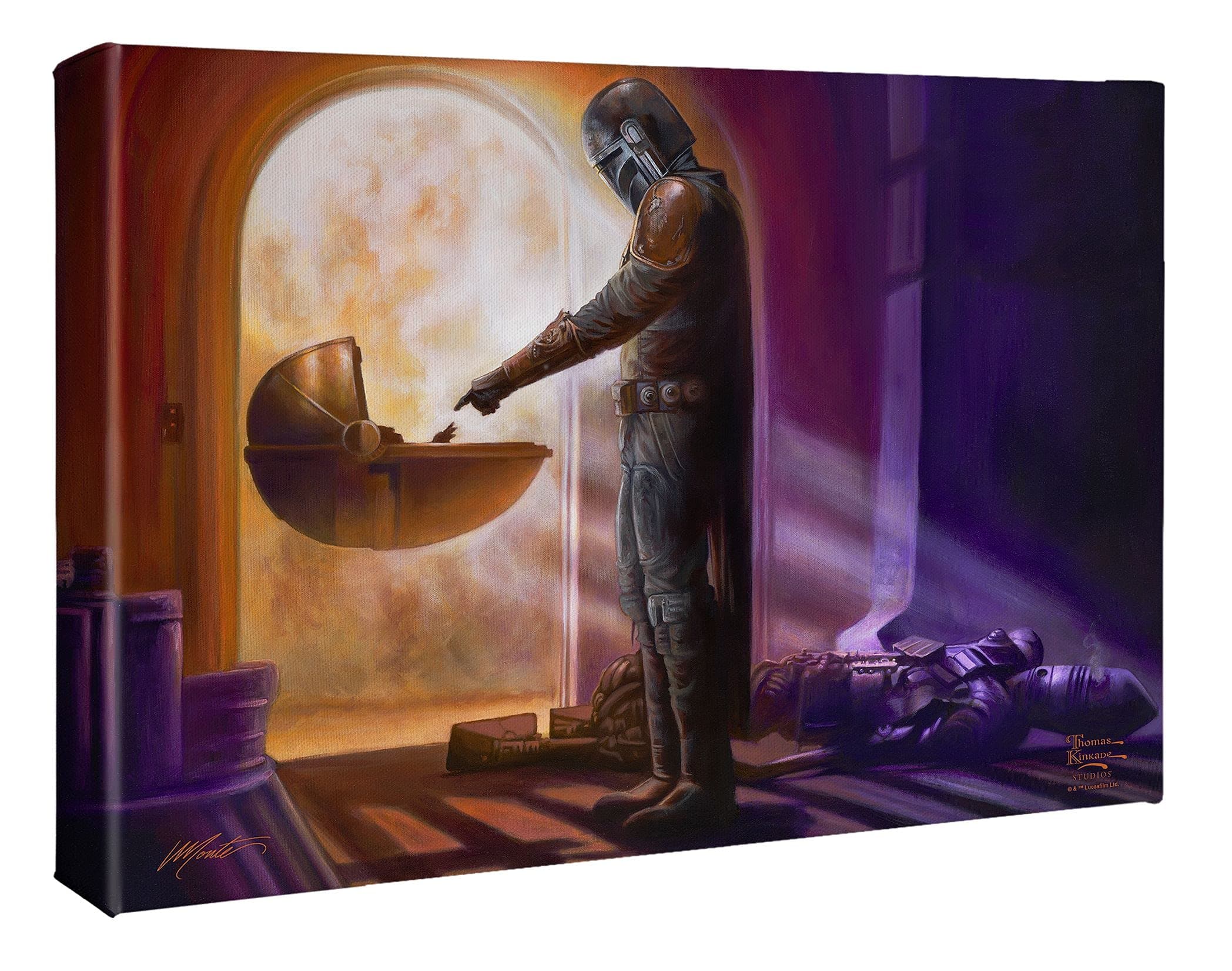 Thomas Kinkade Studios Star Wars The Mandalorian - Turning Point 10 x 14 Wrapped Canvas by Artist Monte Moore