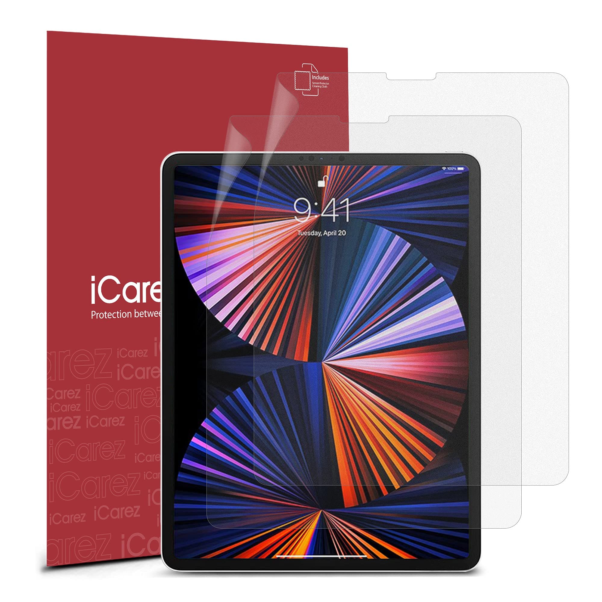 iCarez (Updated Version) [Anti-Glare] Matte Screen Protector for Apple 12.9-inch iPad Pro 12.9 2018 [2-Pack] Premium PET Film (Not Glass) Easy to Install (Compatible with Face ID)