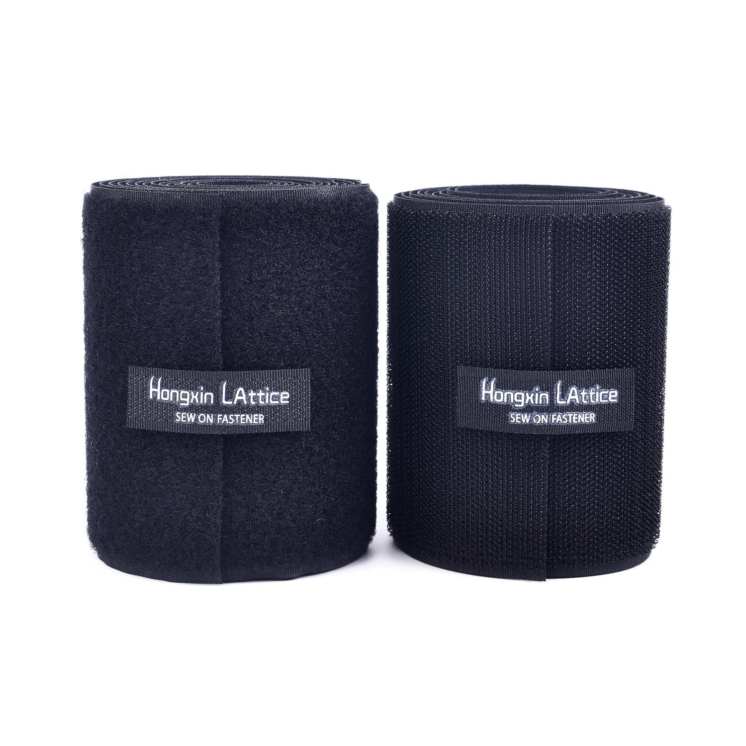 10CM Wide(Approx 4") 2 Meter Long Sew On Hook and Loop Strips Set with Non-Adhesive Back Nylon Fabric Fastener Black