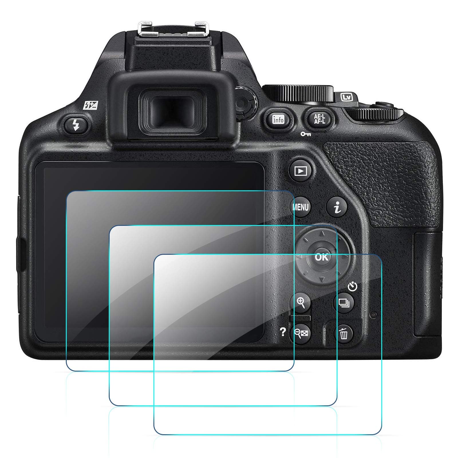 QIBOX Screen Protector Compatible with D3500 D3400 D3300 D3200 D3100 DSLR Camera, [3 packs] 9H Tempered Glass Shield Protection Cover Anti-Bubble Anti-scratch Anti-fingerprint Ultra-clear