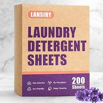 LANSIRY Laundry Detergent Sheets - 200 Loads, Lavender Scent, Compact, Lightweight, Eco-Friendly, Hypoallergenic, Portable, Save Space and Travel