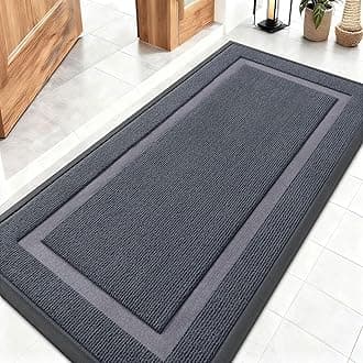 OLANLY Front Door Mat Indoor Outdoor Entrance, Waterproof All-Season, All-Weather Doormat, Sturdy Natural Rubber, Fade Resistant, Low Profile, Easy Clean Patio Porch Entryway Mat, 47x23, Light Grey