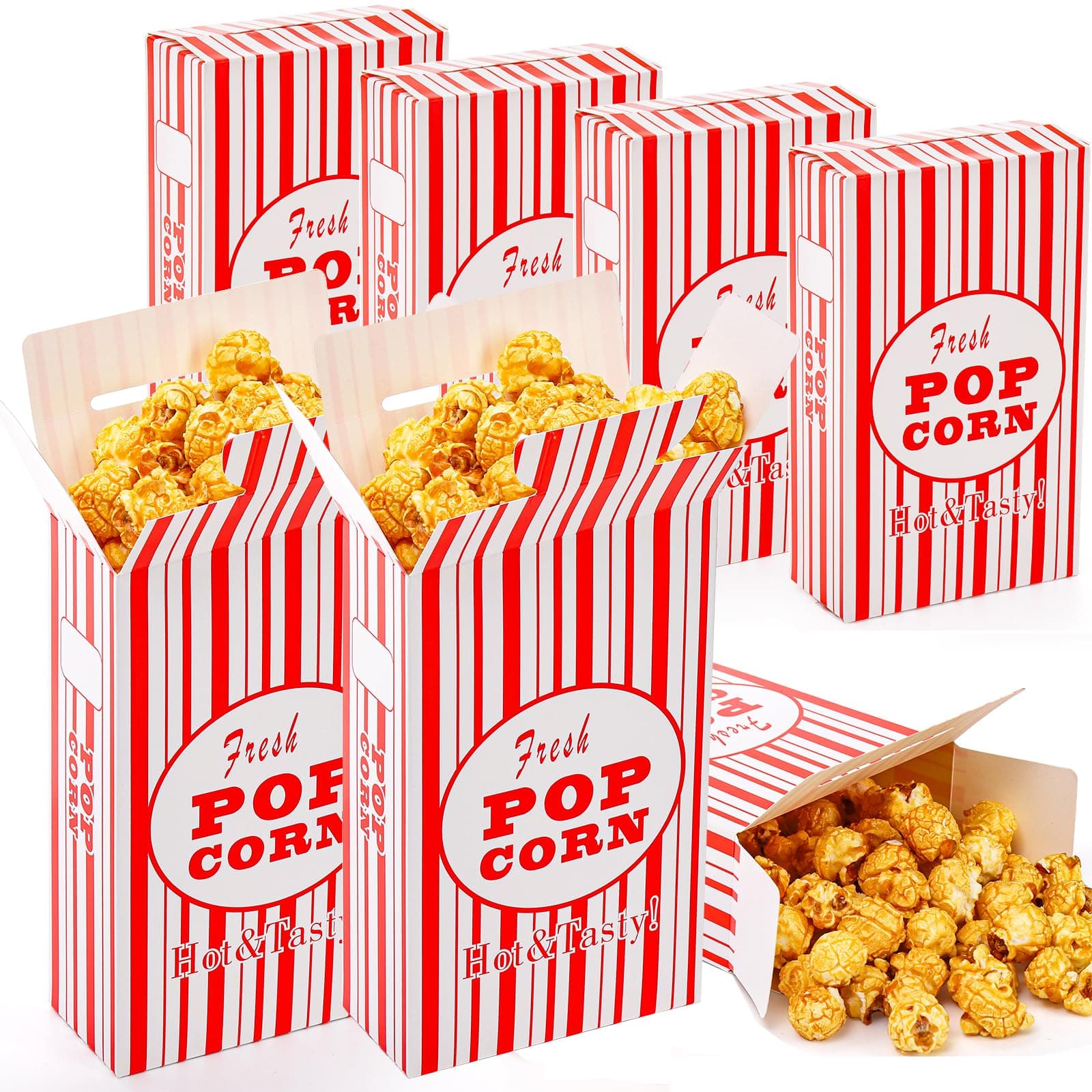 Bekith 100 Pack Paper Popcorn Boxes, Close-Top Popcorn Containers Cups Bucket...