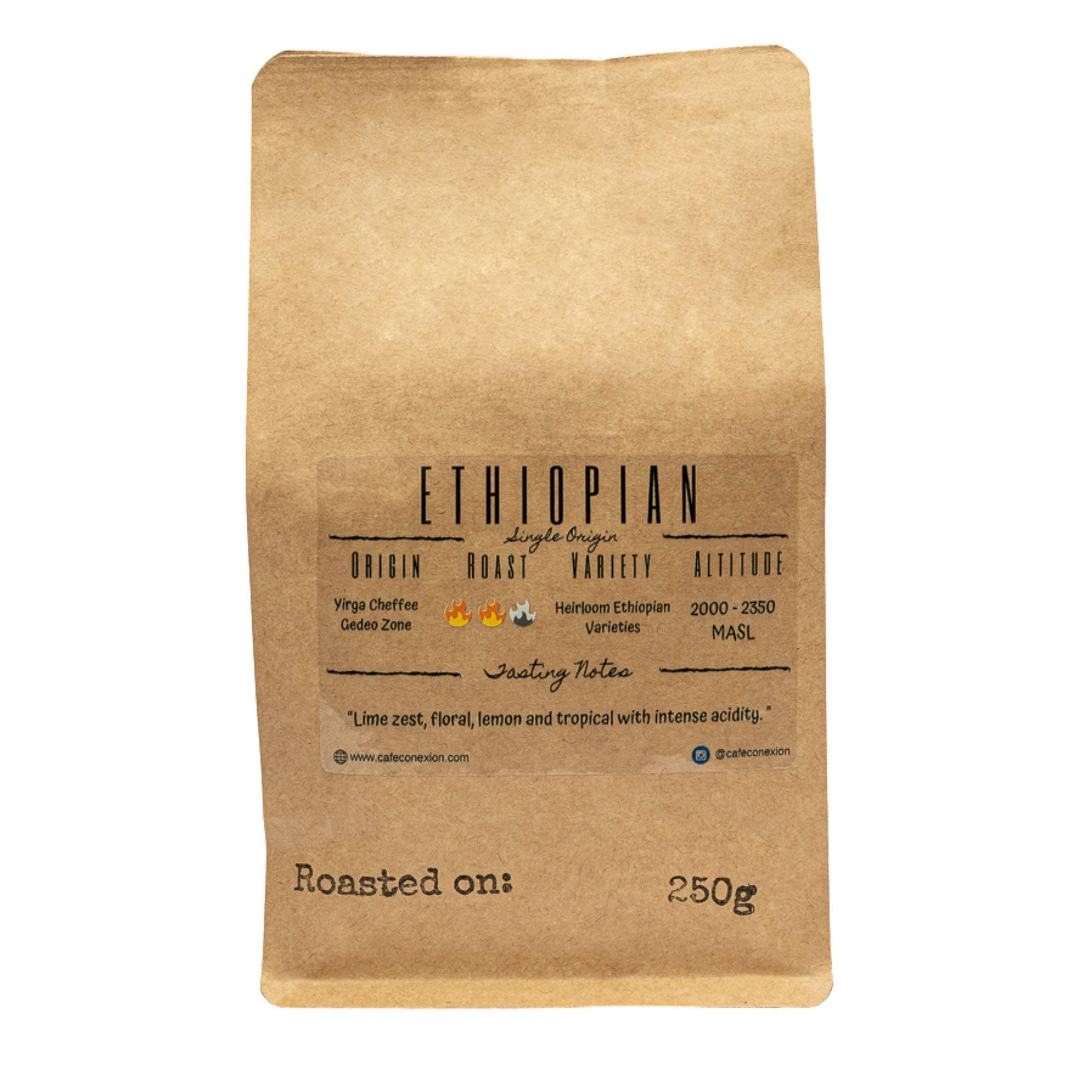 Cafe Conexion Coffee Roasters - 100% Ethiopian Single Origin Ground Coffee - 250g Bag