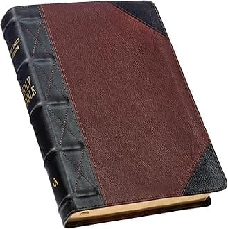 - KJV Holy Bible, Giant Print Full-size Premium Full Grain Leather Red Letter Edition - Thumb Index & Ribbon Marker, King James Version, Espresso/Saddle Tan (KJV Full Size GP Editions)