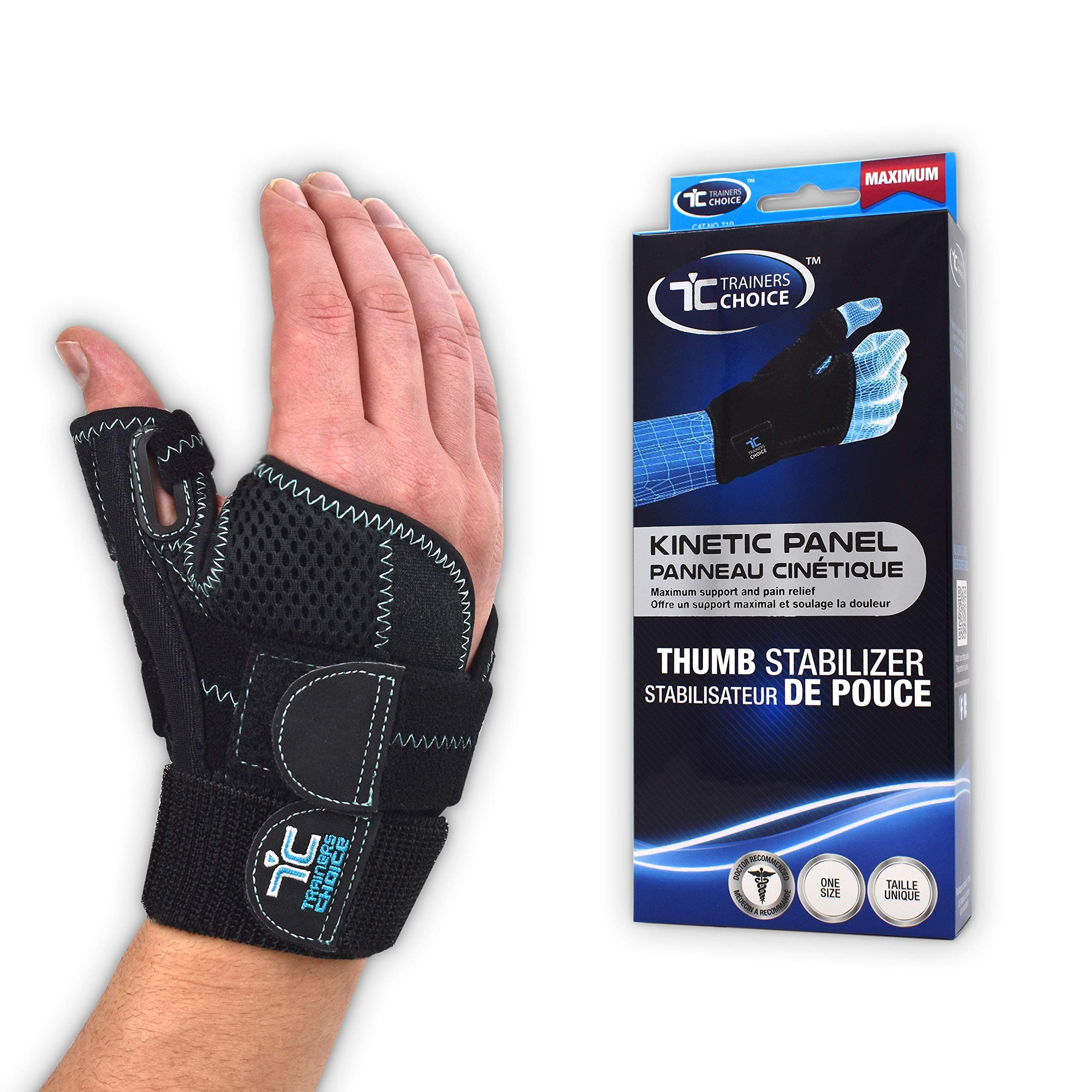 Thumb Stabilizer - Maximum Thumb Support for Men & Women - Assists Sprains Strains Tendonitis Skiers Thumb DeQuervain’s Syndrome. One Size Fits Most
