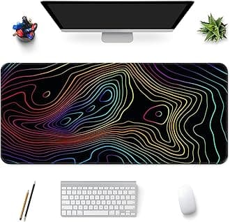 Desk Mat,Large Gaming Mouse Pad 35''×15.6'' XXL Extended Mouse Pad Mat Desk Pad with Non-Slip Base Mousepad for Computer,Office,Keyboard and Laptop - Topographic