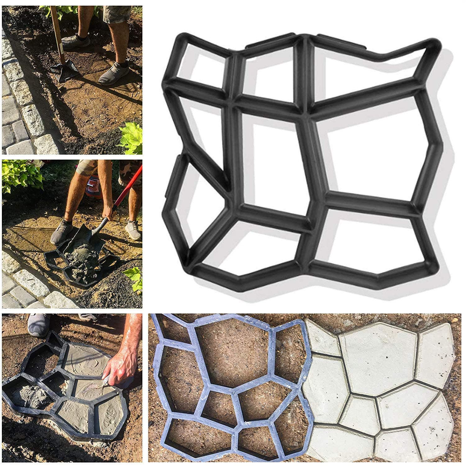 MCHERRY DIY Walk Maker Concrete Molds, Pathmate Stone Mold Paving Pavement Concrete Mould Stepping Stone Paver Walk Way Paving Moulds for Garden, Patio, Yard (13.7"x13.7"x1.5")