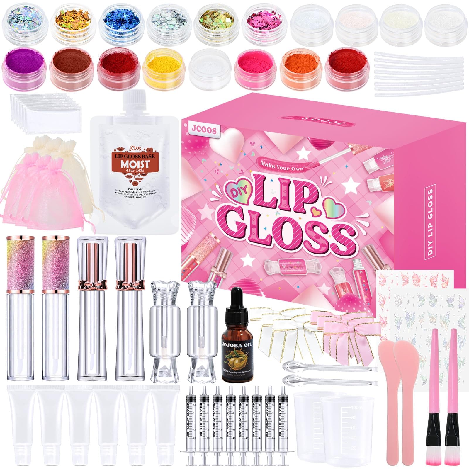 Lip Gloss Making Kit, Lip Gloss Set for Teens Tweens Girls Woman Lip Kit Fun DIY Lipgloss Making Kit, Make Your Own Lip Gloss Kit, Moisturizing Glitter Kids Gifts Stuff for Beginner Women Girls