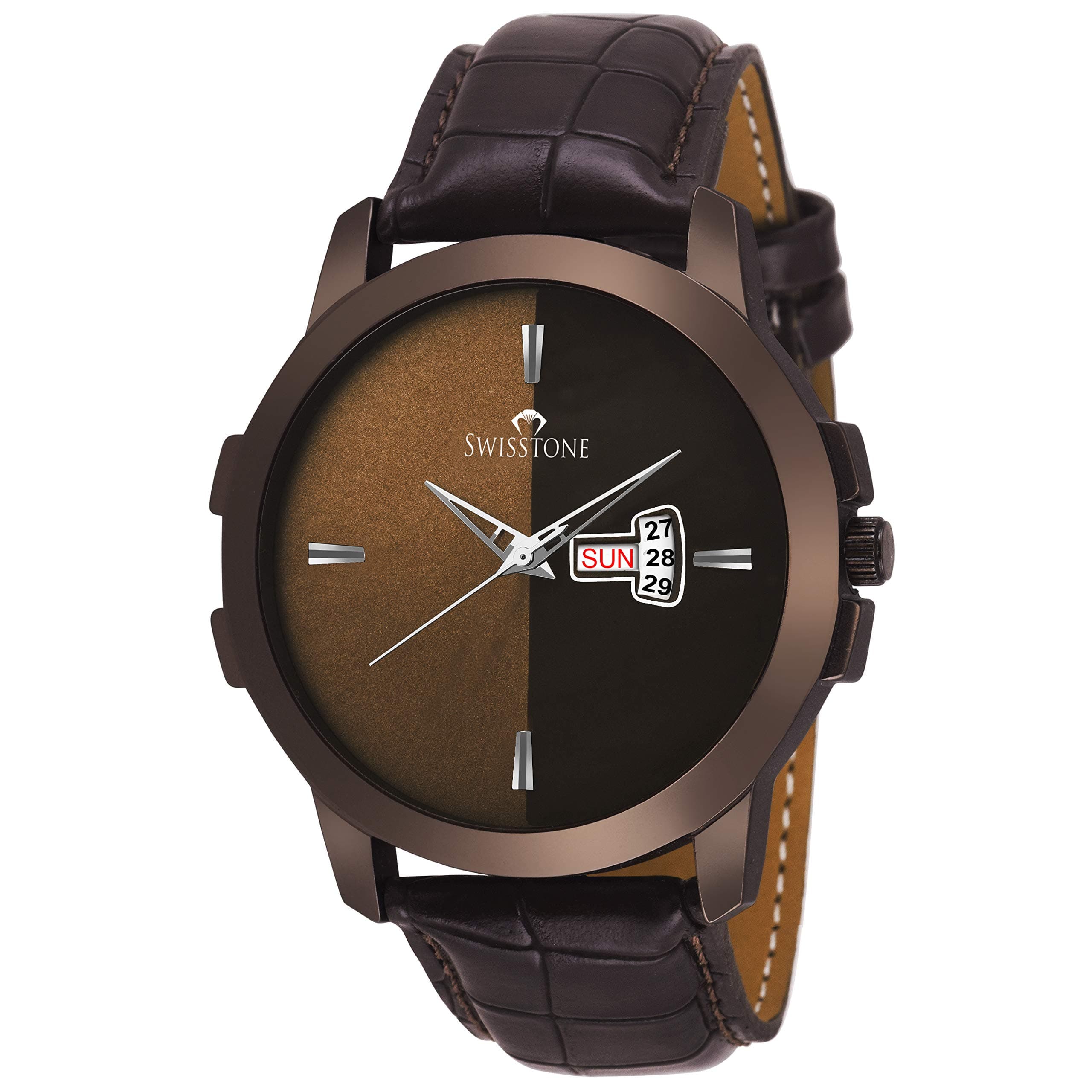 Analog Men's Leather Watch (Brown Dial Brown Colored Strap)
