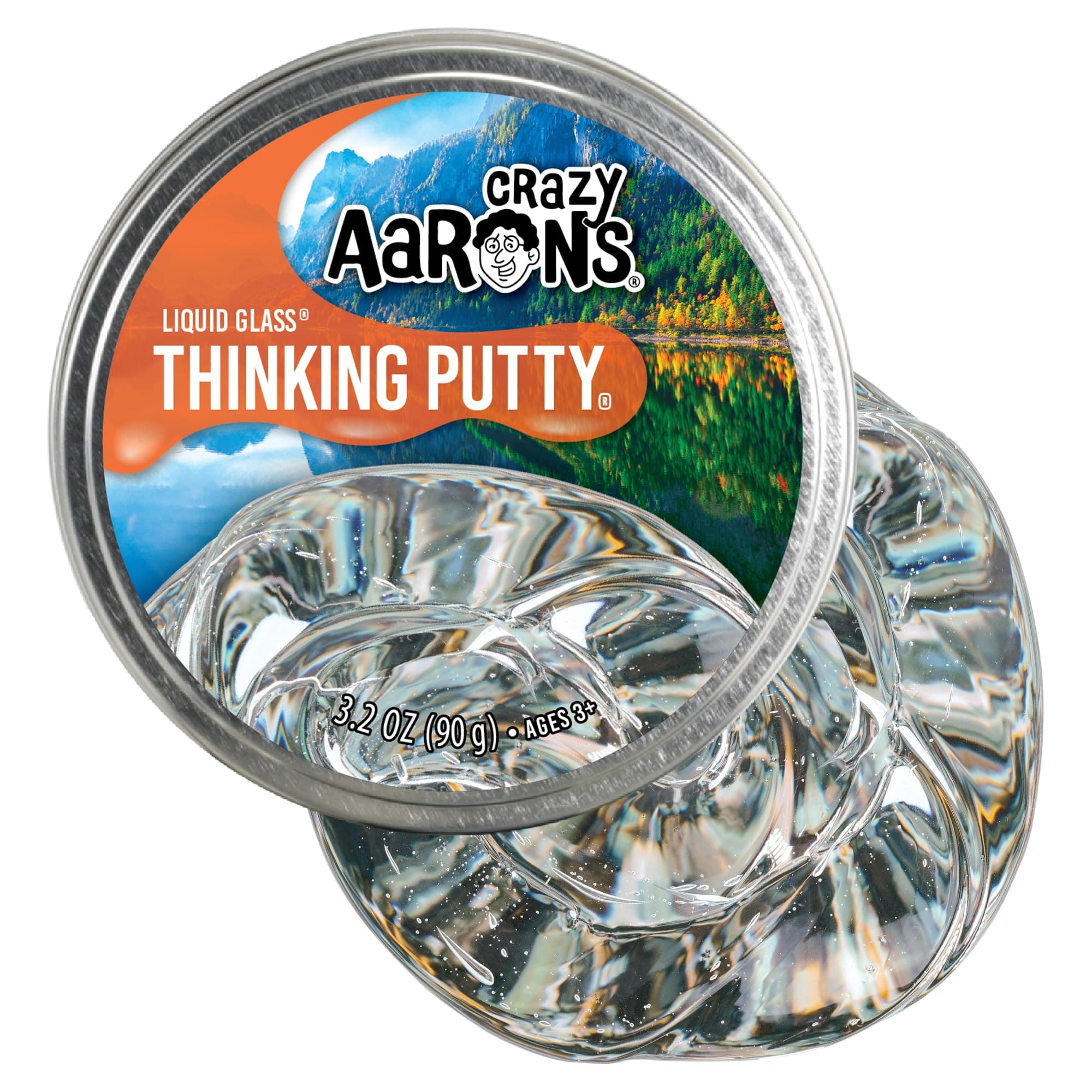 Thinking Putty - Liquid Glass - See-Through Putty for Kids and Adults in a 4" Tin - Creative and Endless Fun, Stress Relief Therapy Toys, Never Dries Out - Made in USA
