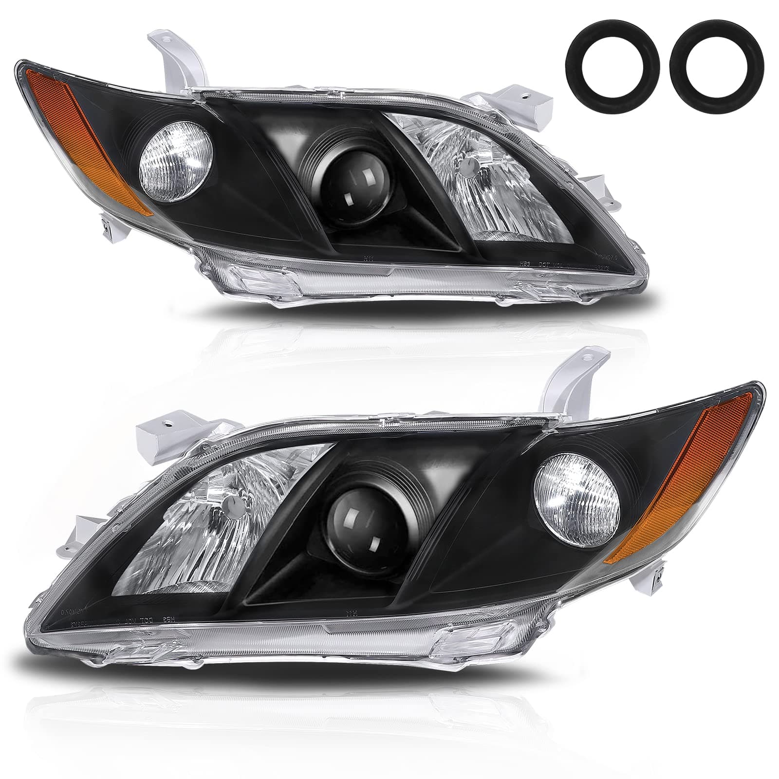 Headlight Assembly Compatible with 2007 2008 2009 07 08 09 Toyota Camry Passenger and Driver Side